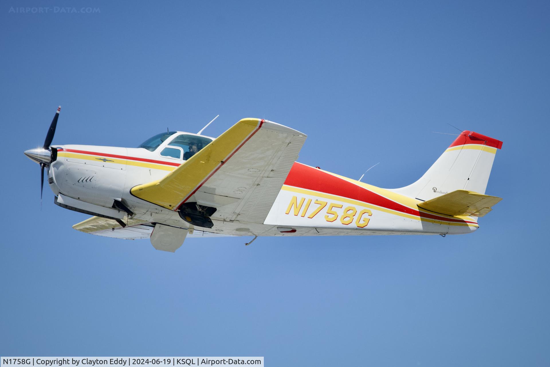 N1758G, 1962 Beech 35-B33 Debonair C/N CD-497, San Carlos Airport in California 2024.