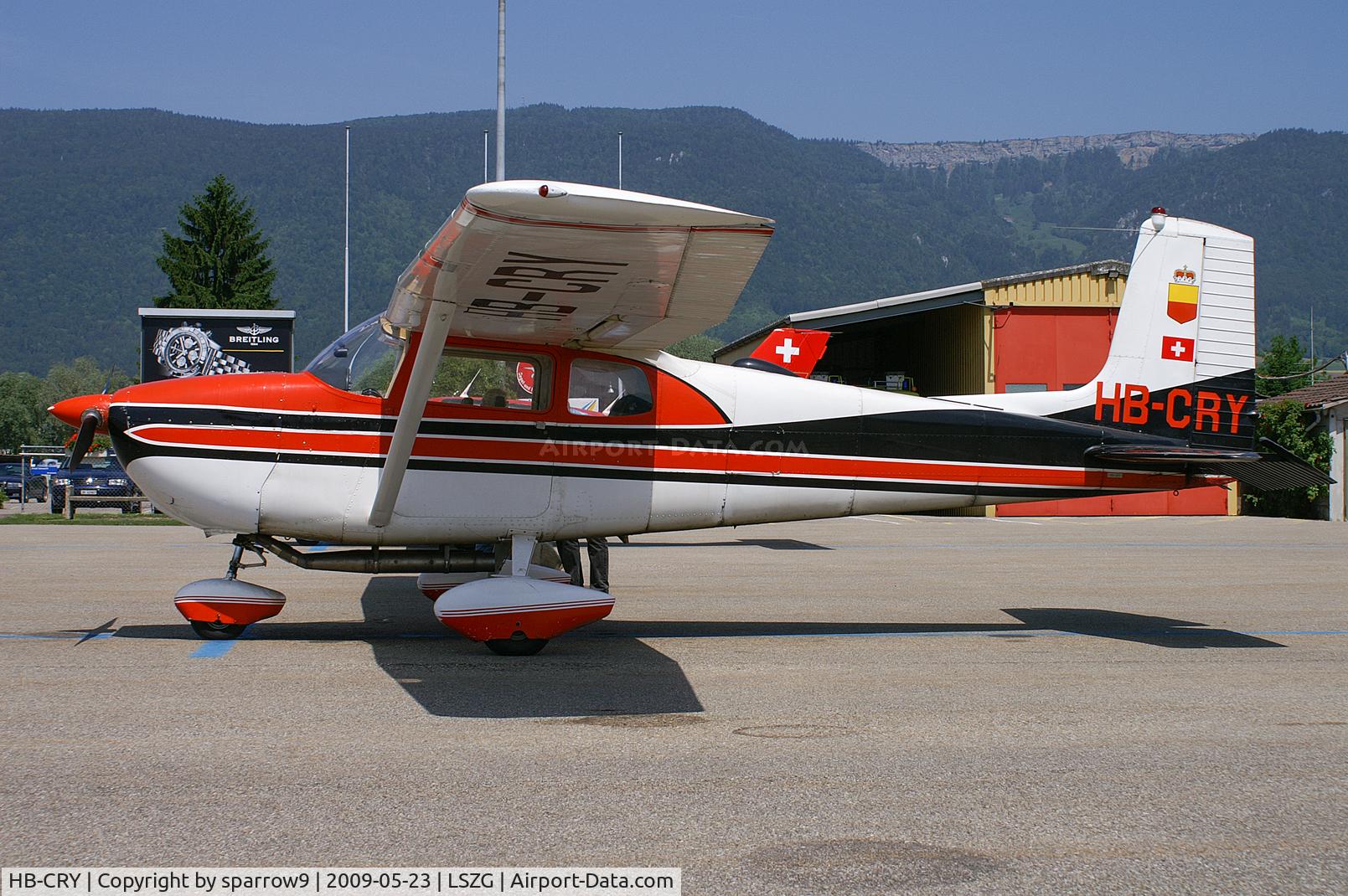 HB-CRY, 1959 Cessna 175 Skylark C/N 55915, At Grenchen. HB-registered from 1962-08-06 until 2018-12-19.
At first it was registred to Liechtenstein. Sold to Belarus.