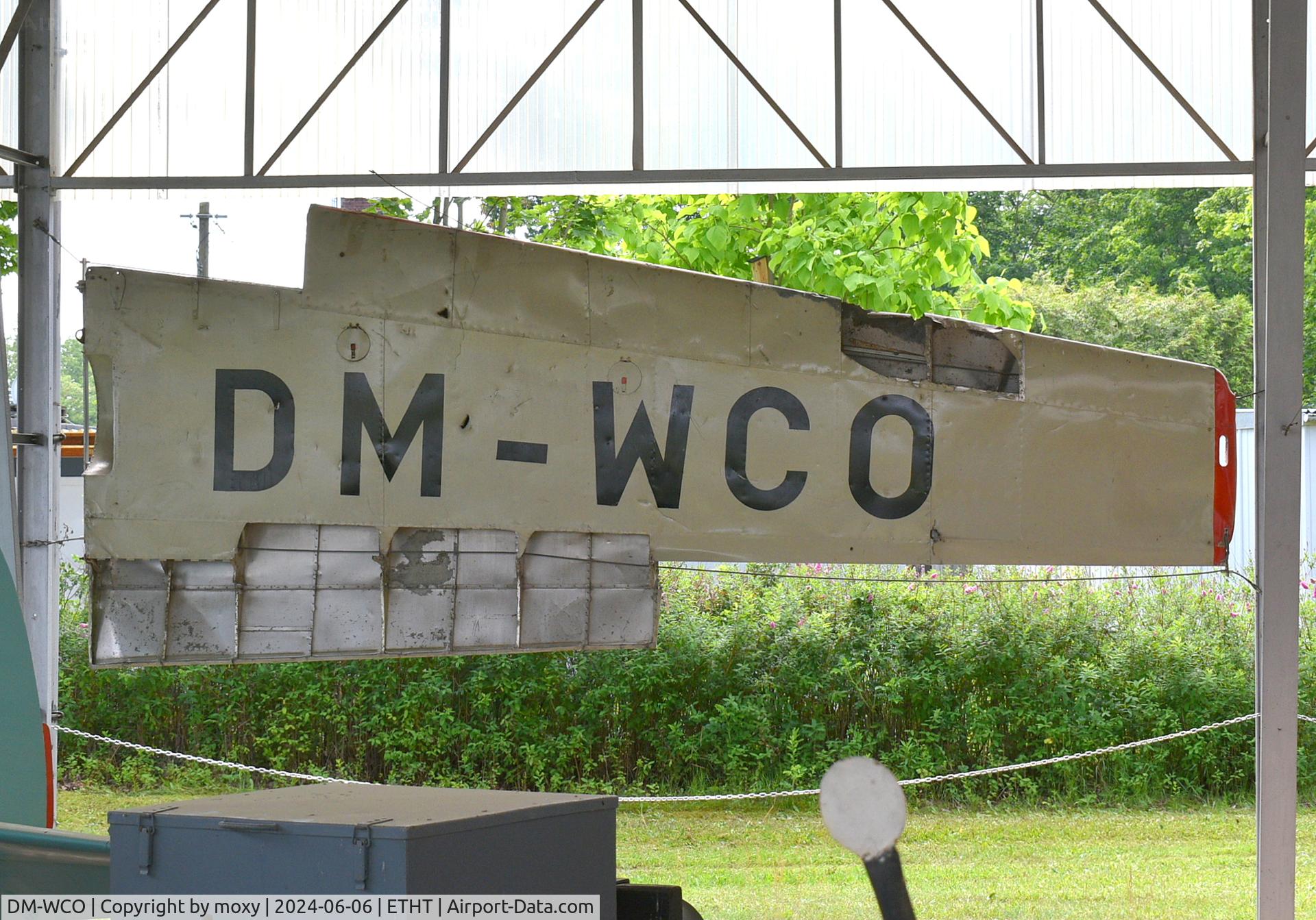 DM-WCO, Orlican L-40 Meta Sokol C/N 150512, Wing only of Orlican L-40 Meta Sokol at the Cottbus Aircraft Museum. Aircraft crashed in October 1965.