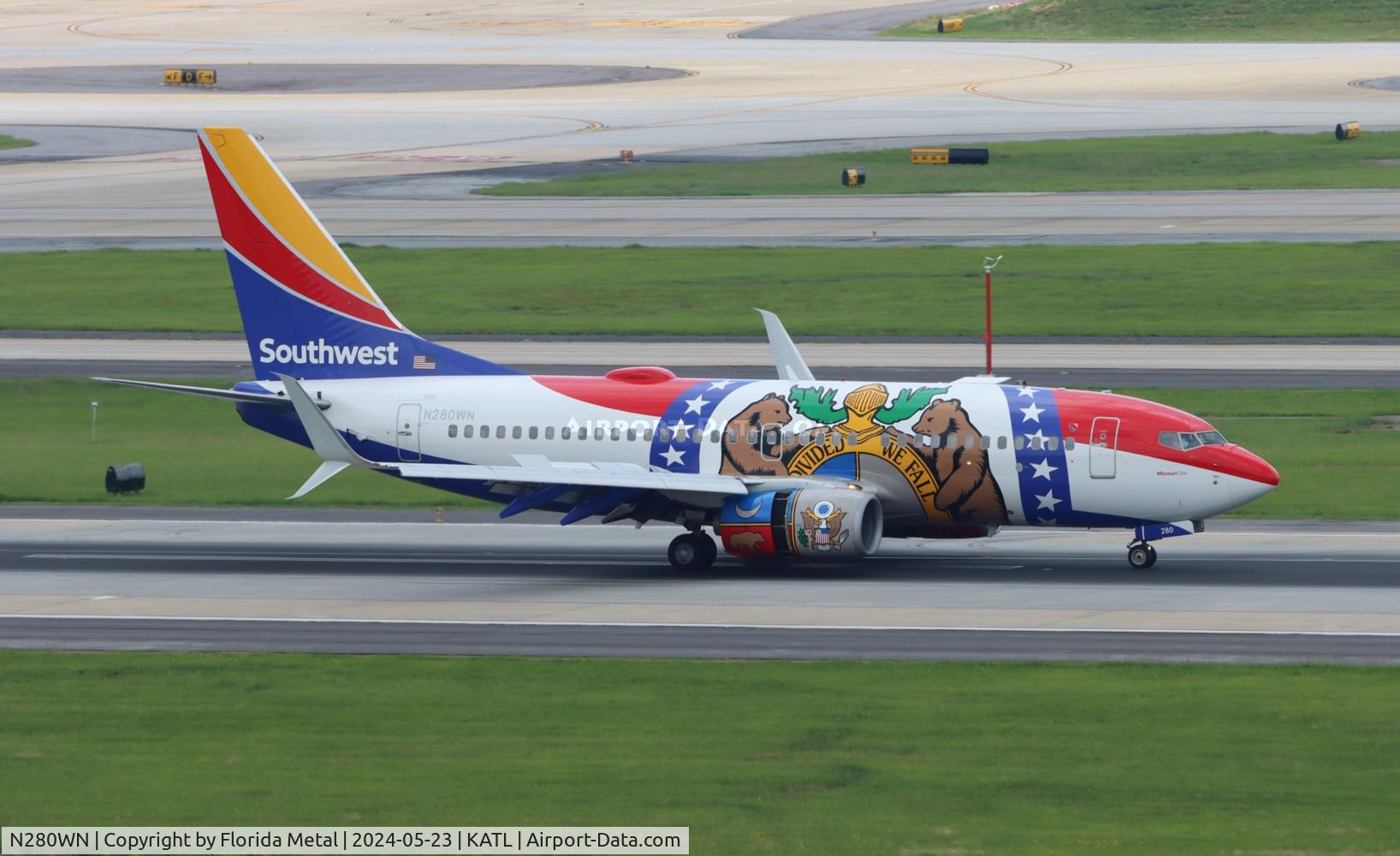 N280WN, 2007 Boeing 737-7H4 C/N 32533, SWA 737  Missouri One zx IND-ATL