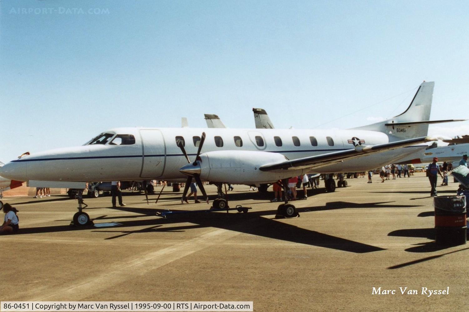 86-0451, Fairchild C-26A Metro III C/N AC-737B, 86-0451 on display at the Reno Air Races in Sept 1995.