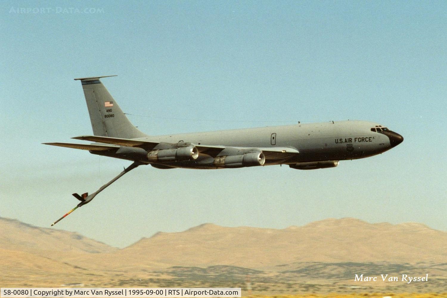 58-0080, 1958 Boeing KC-135E Stratotanker C/N 17825, Flyby at the Reno Air Races in Sept 1995.
