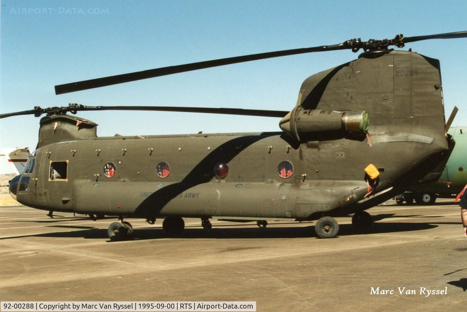 92-00288, 1992 Boeing Vertol CH-47D Chinook C/N M.3429, 92-00288 on display during the Reno Air Races in Sept 1995.