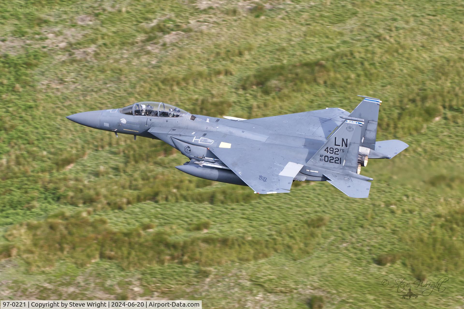 97-0221, 1997 McDonnell Douglas F-15E Strike Eagle C/N 1359/E220, Cad East, Mach Loop. Cymru