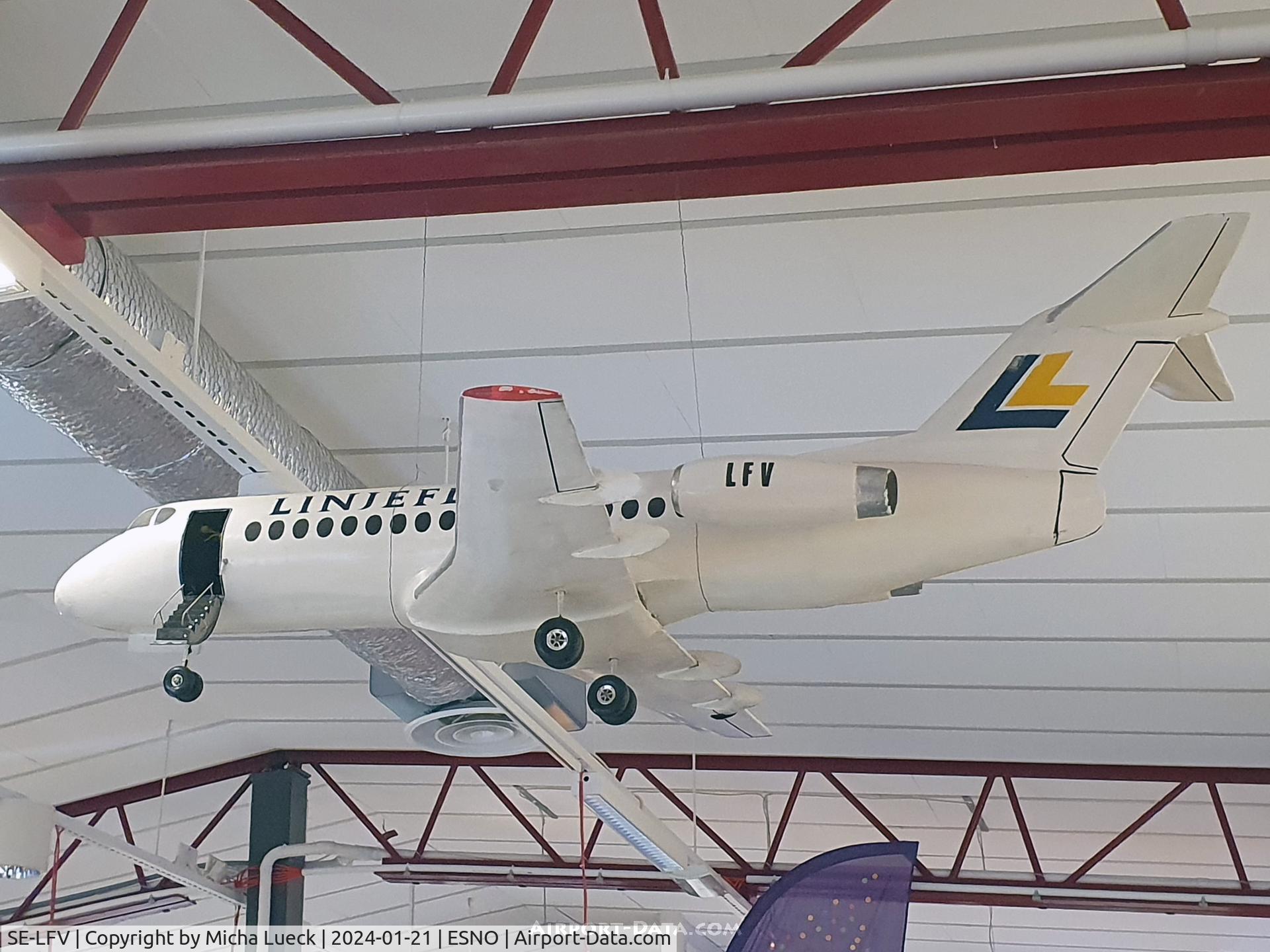 SE-LFV, Fokker 28-1000 C/N 0000, Fokker 28 model (with fake registration) at Örnsköldsvik airport, Sweden