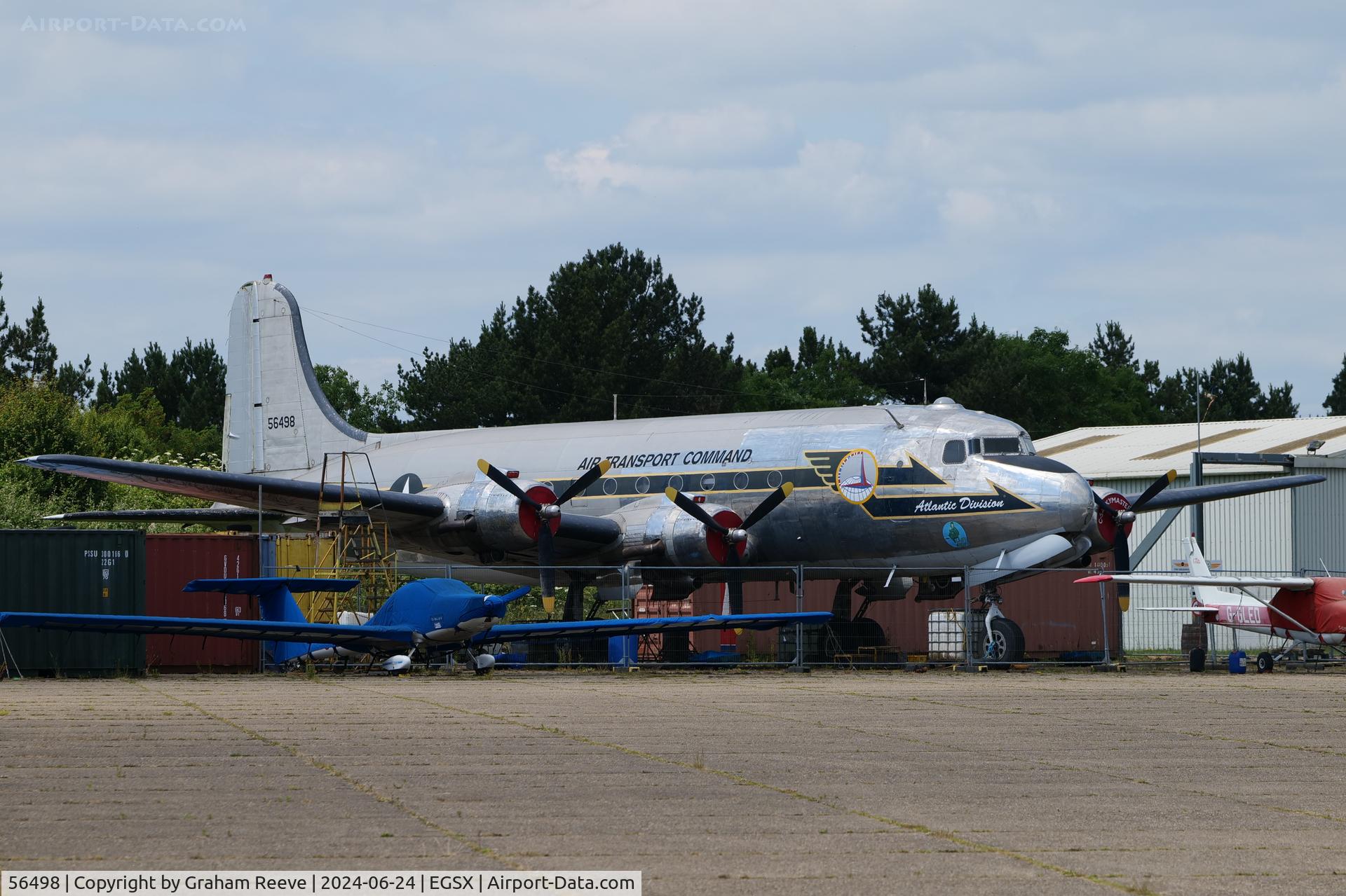 56498, 1945 Douglas C-54Q-1-DC Skymaster (DC-4A) C/N 10630, Parked at North Weald.