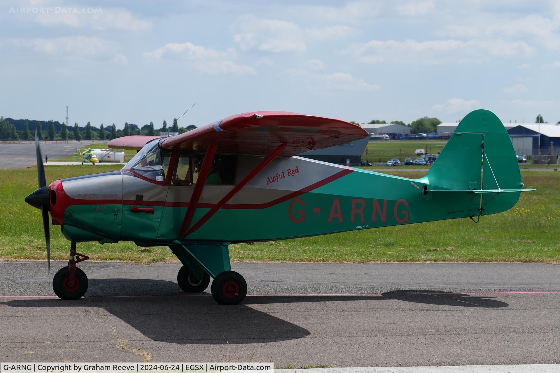 G-ARNG, 1961 Piper PA-22-108 Colt Colt C/N 22-8547, Departing from North Weald.