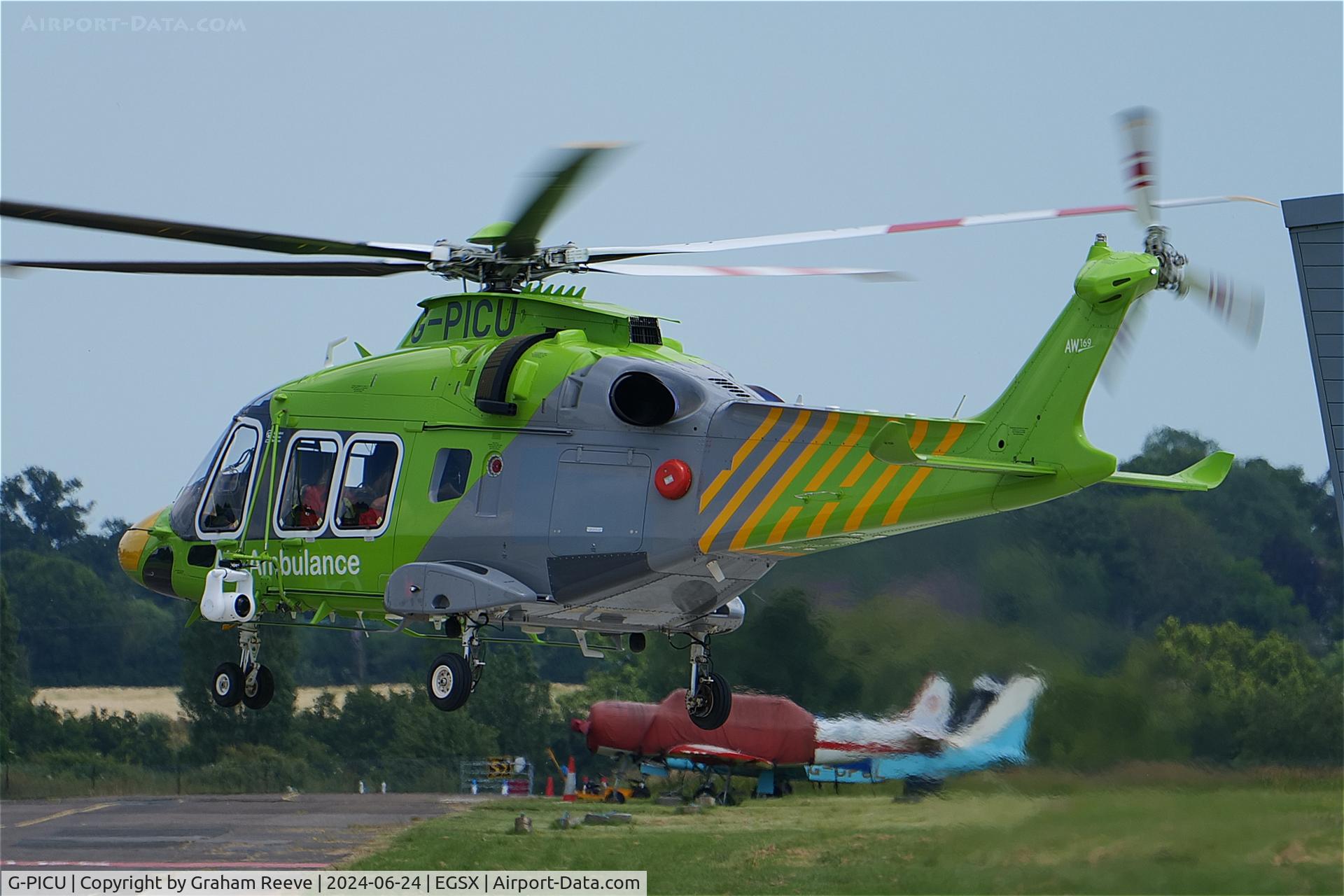 G-PICU, 2017 Leonardo AW169 C/N 69055, Departing from North Weald.