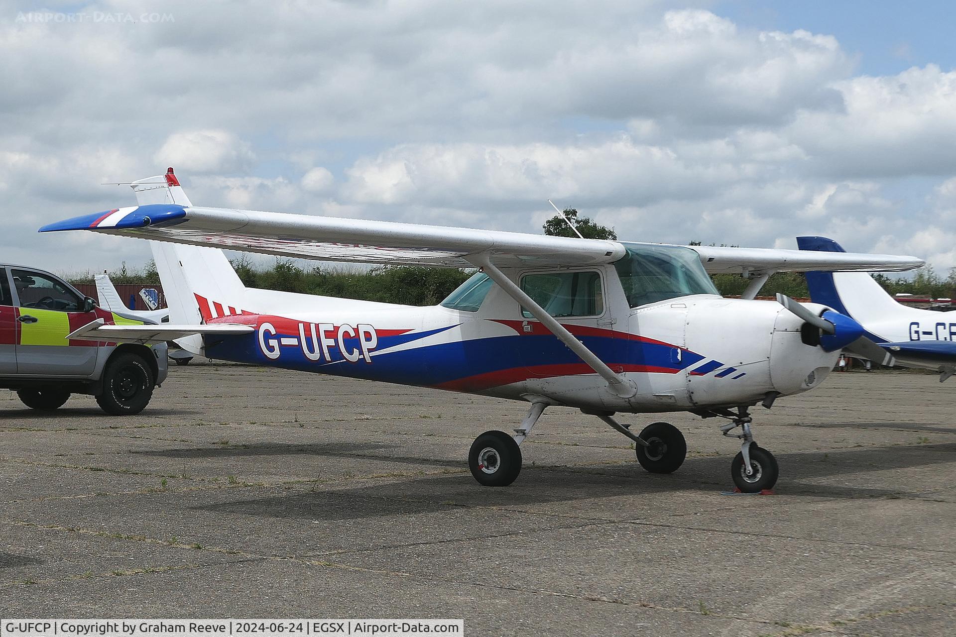 G-UFCP, 1982 Reims Cessna F152 C/N 1908, Parked at North Weald.