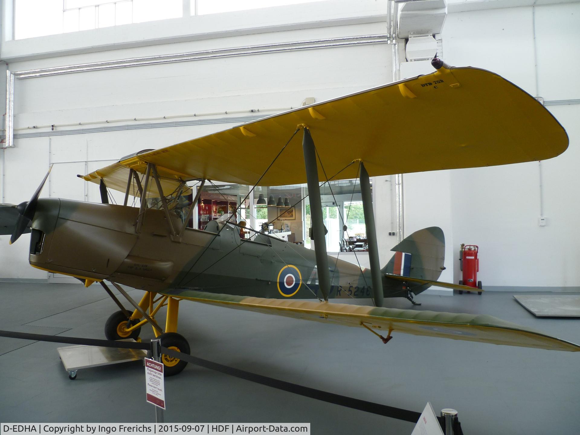 D-EDHA, 1940 De Havilland DH-82A Tiger Moth II C/N 83105, DH-82A Tiger Moth Mk.II, R5246, D-EDHA in Hangar 10 at Heringsdorf. Usedom Island.