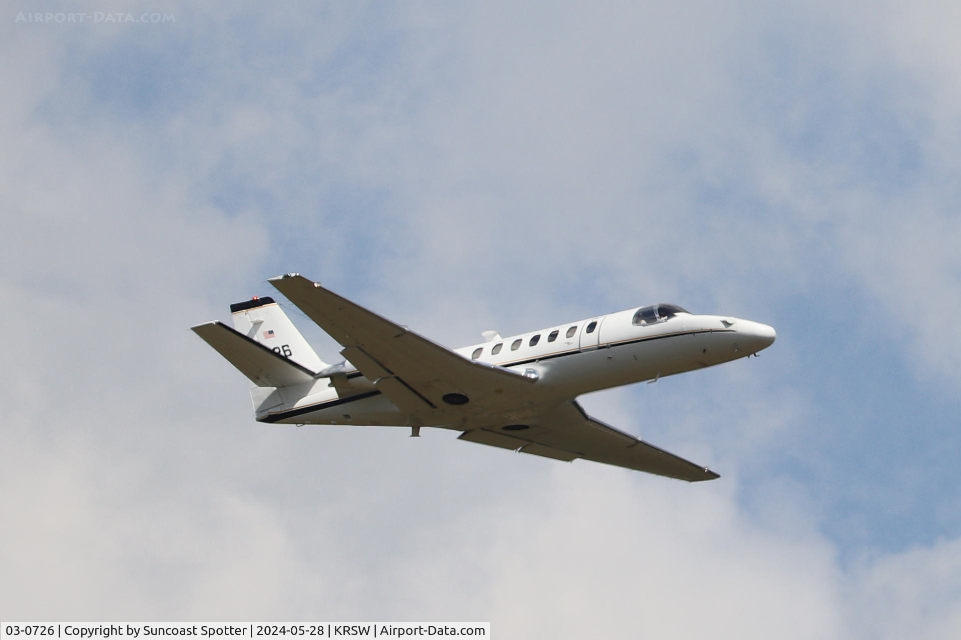03-0726, 2004 Cessna UC-35C (560) Citation Encore C/N 560-0667, Army 30726 does a low approach to Runway 6 at Southwest Florida International Airport