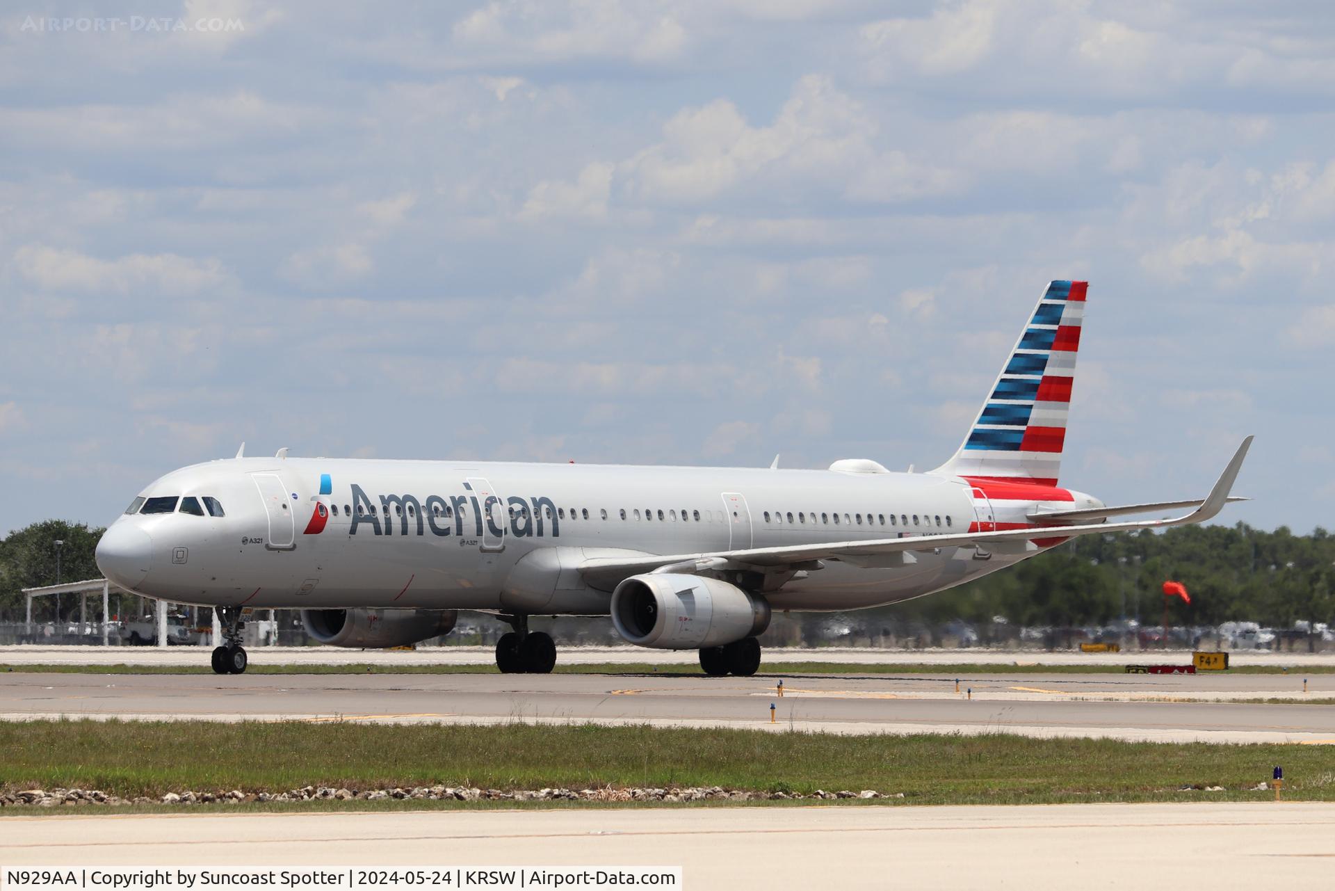 N929AA, 2017 Airbus A321-231 C/N 7525, American Flight 1094 arrives at Southwest Florida International Airport following light from Charlotte-Douglas International Airport