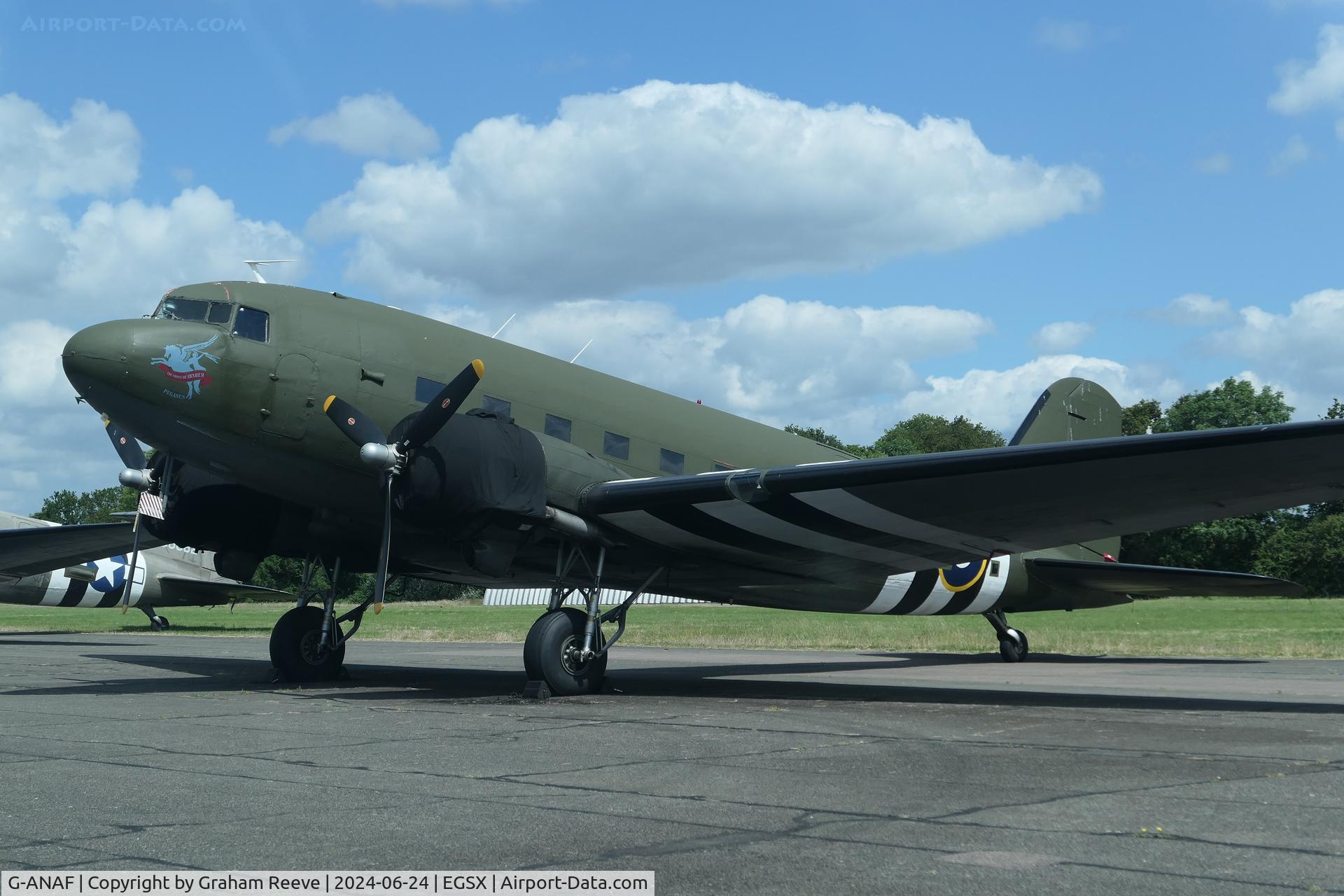 G-ANAF, 1944 Douglas DC-3C-R-1830-90C (C-47B) C/N 33436, Parked at North Weald.