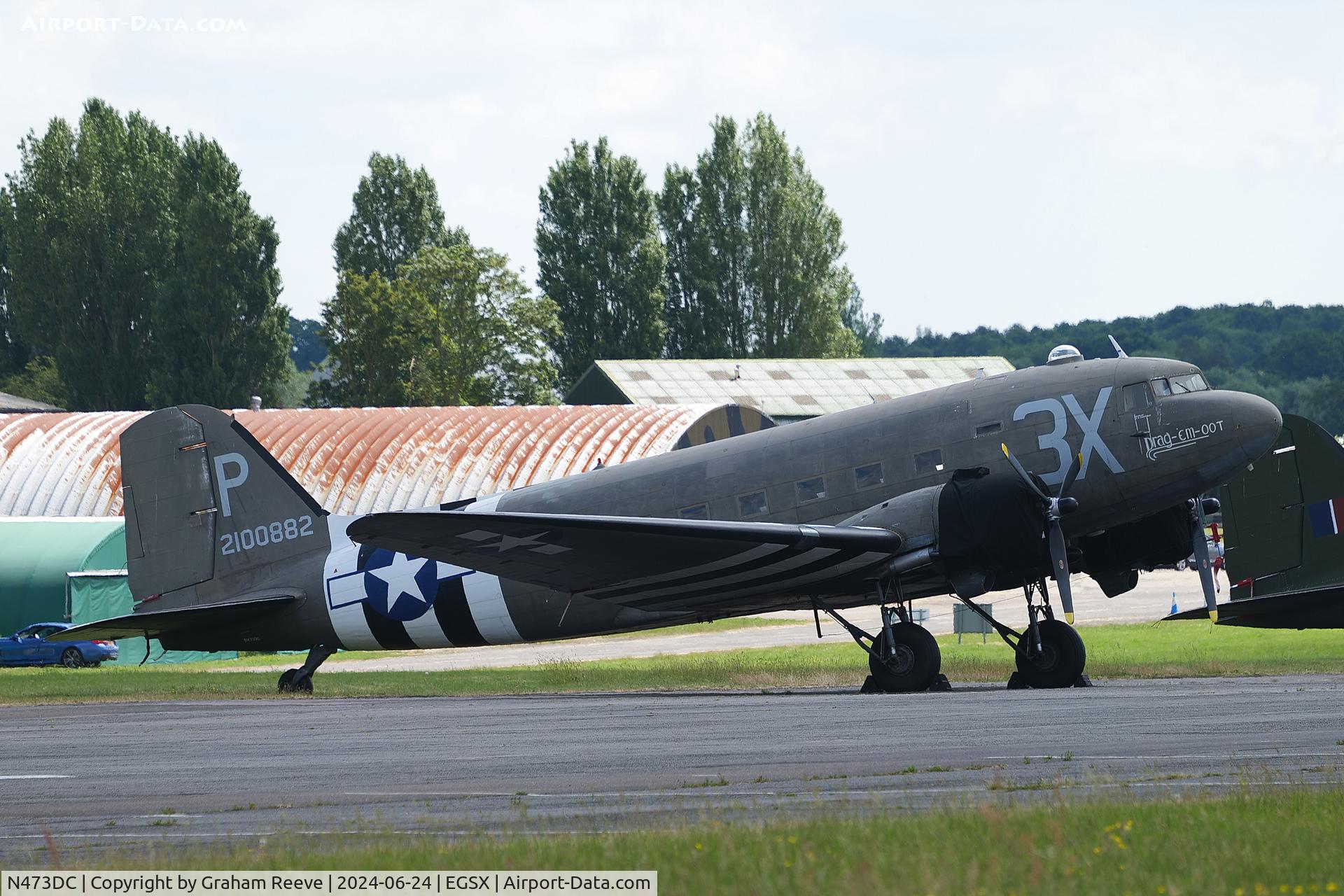 N473DC, 1942 Douglas DC3C (C-47A) C/N 19345, Parked at North Weald.