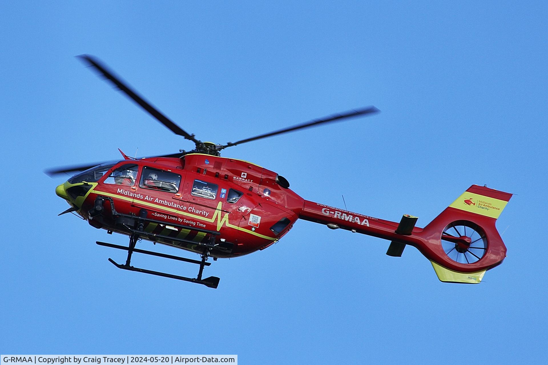 G-RMAA, 2017 Airbus Helicopters H-145 (BK-117D-2) C/N 20166, Helimed 03 G-RMAA Seen landing at the Royal Stoke Hospital.