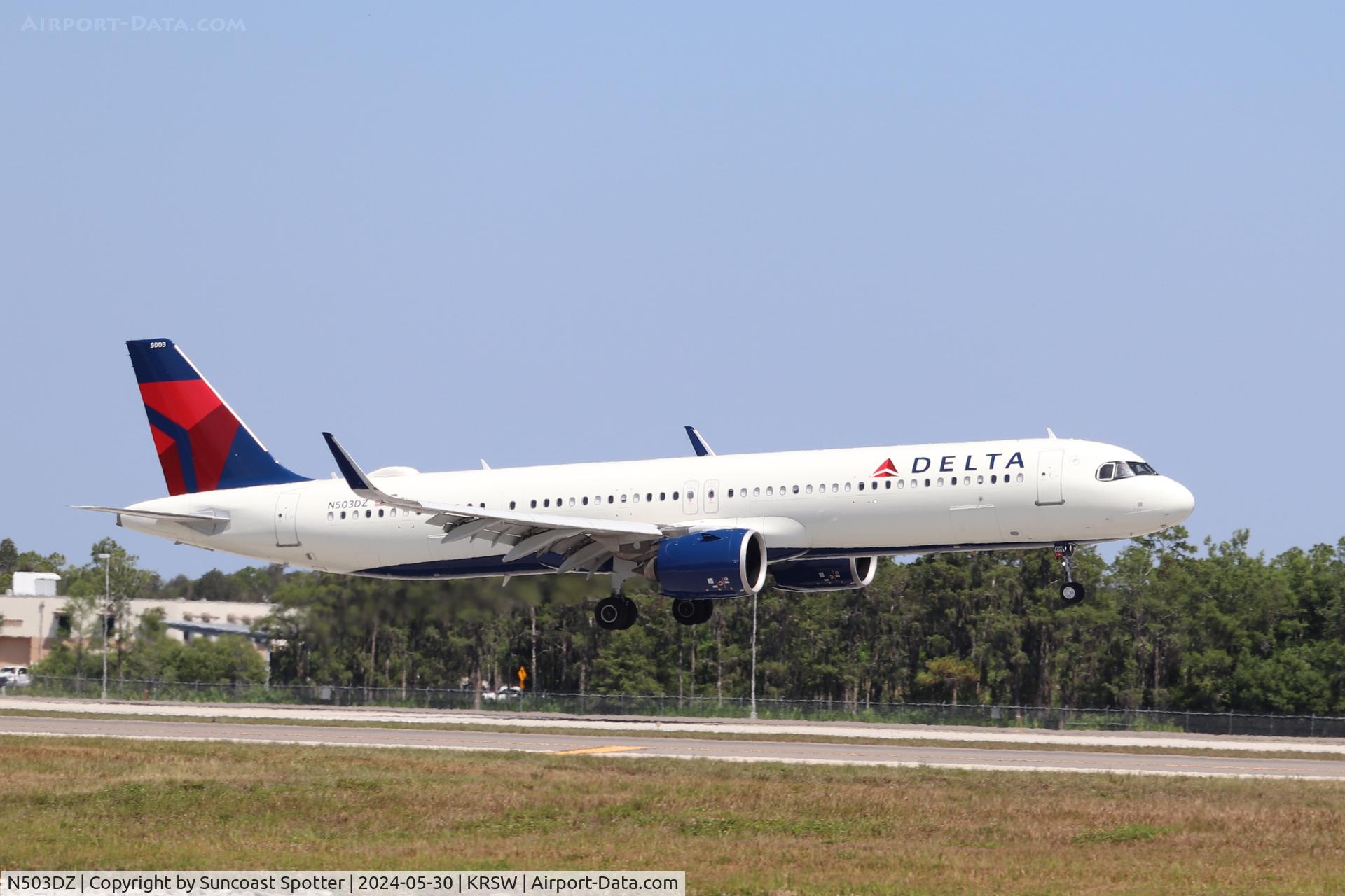 N503DZ, 2022 Airbus A321-271NX C/N 10974, Delta Flight 707 arrives on Runway 6 at Southwest Florida International Airport following flight from Boston Logan International Airport