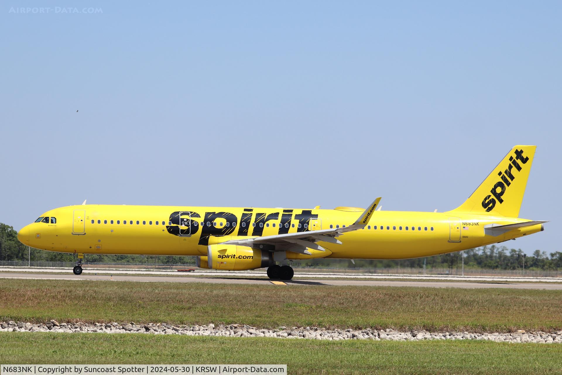 N683NK, 2018 Airbus A321-231 C/N 8114, Spirit Flight 370 taxis at Southwest Florida International Airport prior to flight to Detroit Metro Airport