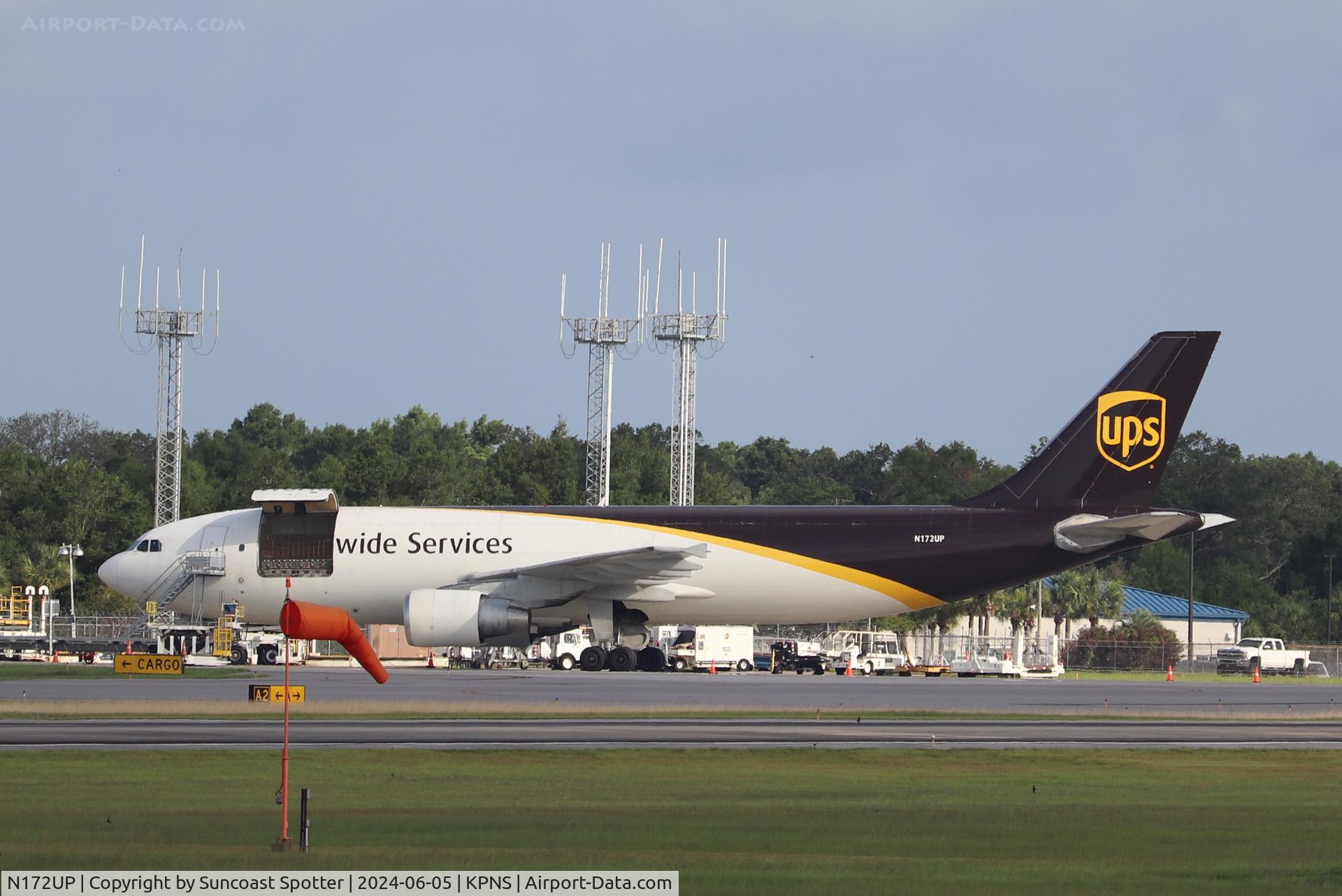 N172UP, 2006 Airbus A300F4-622R C/N 0867, UPS Flight 1365 sits on the cargo ramp at Pensacola International Airport preparing for flight to  Albany South Georgia Regional Airport