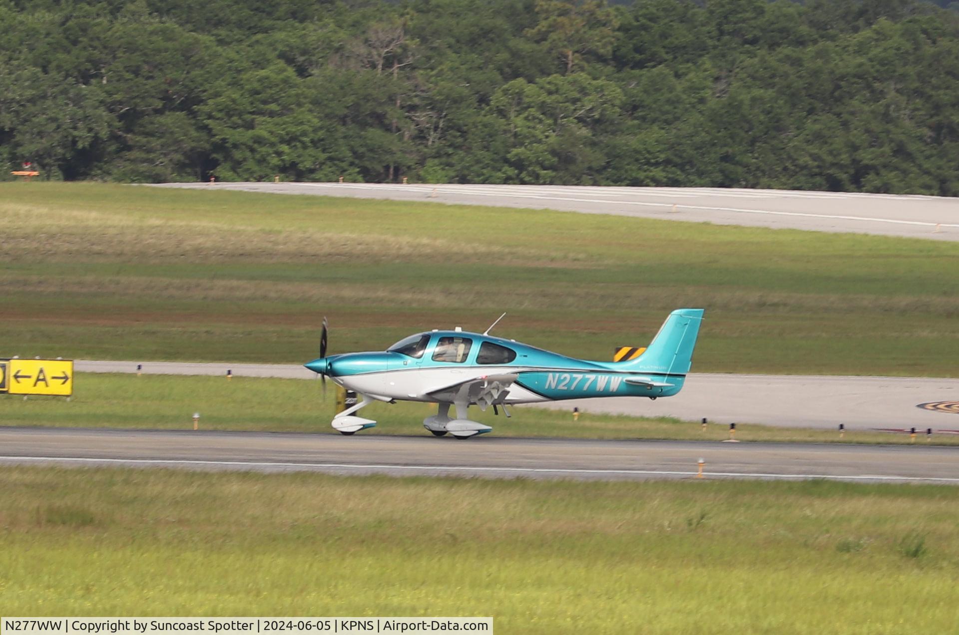 N277WW, 2023 Cirrus SR22T C/N 9632, Cirrus 277WW departs Runway 17 at Pensacola International Airport