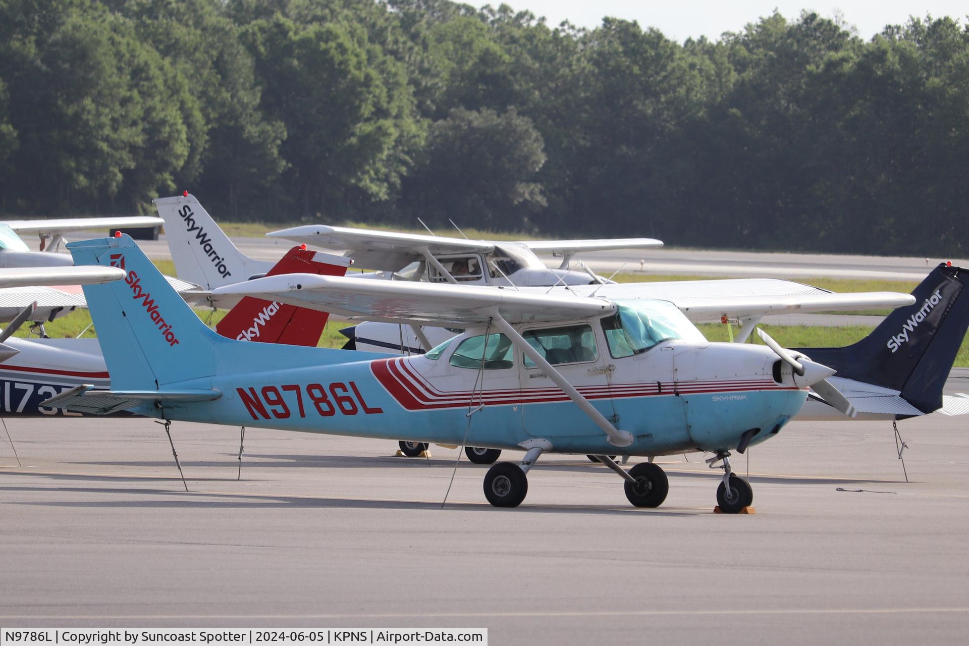N9786L, 1986 Cessna 172P C/N 17276612, SkyWarrior Skyhawk N9786L sits on the ramp at Pensacola International Airport