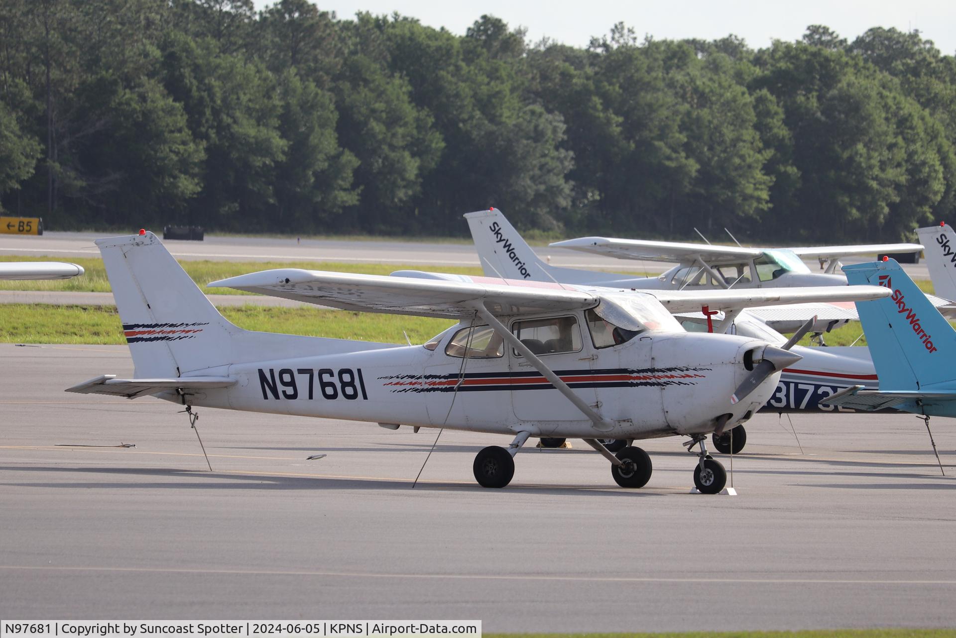 N97681, 1984 Cessna 172P C/N 17276221, SkyWarrior Skyhawk N97681 sits on the ramp at Pensacola International Airport