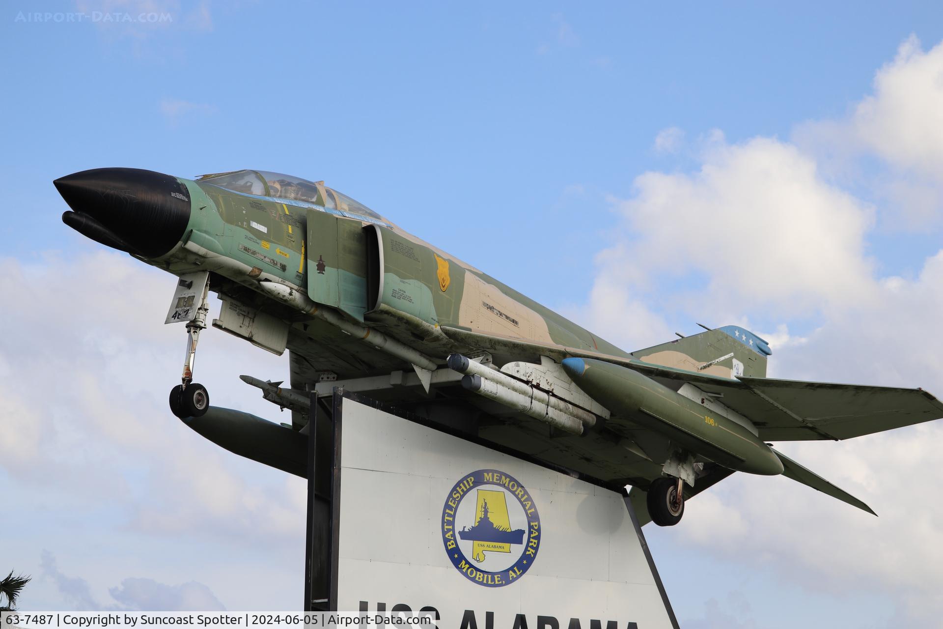63-7487, 1963 McDonnell F-4C-18-MC Phantom II C/N 485, A US Air Force F-4 Phantom II sits on display at the USS Battleship Alabama Memorial Park