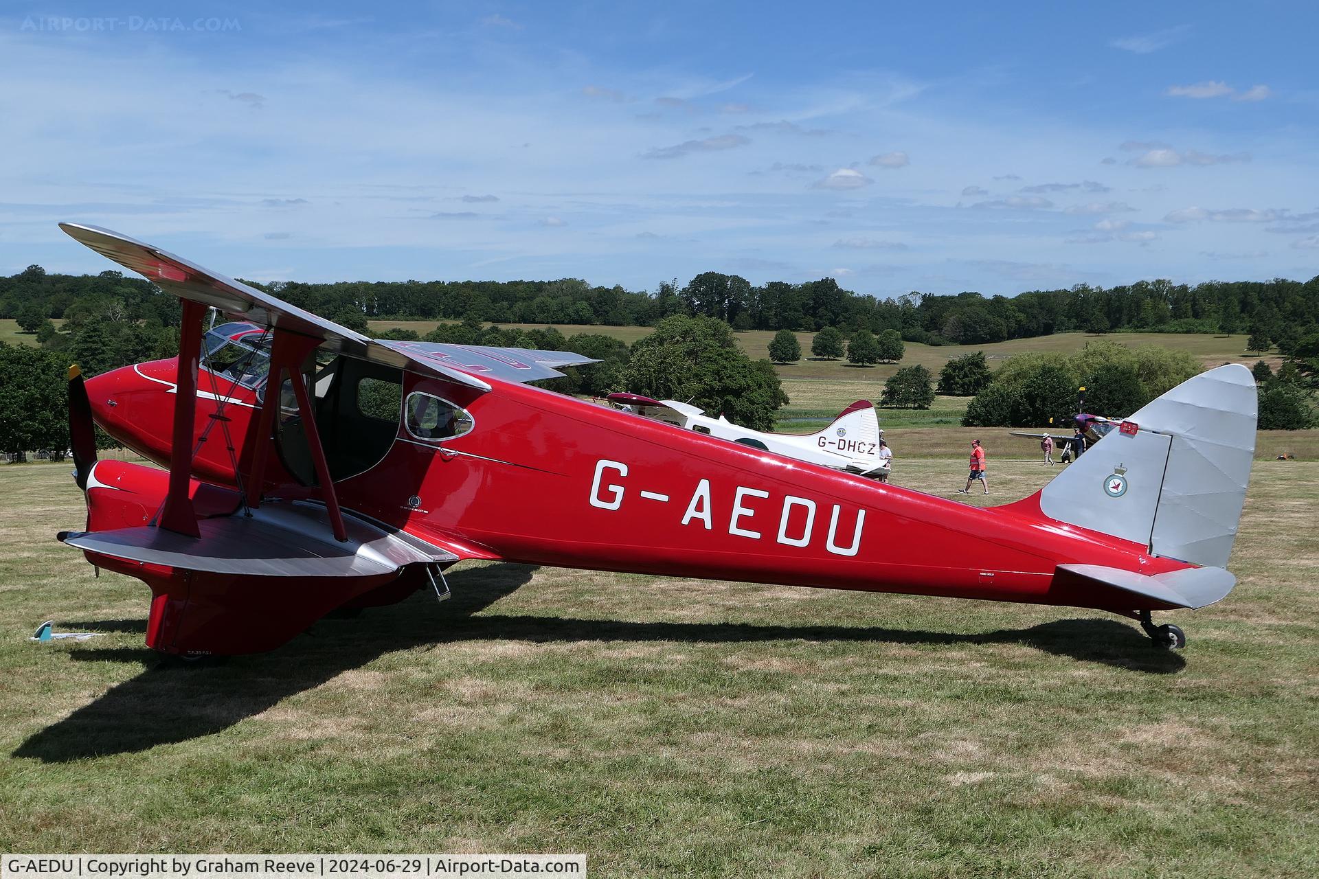 G-AEDU, 1937 De Havilland DH-90A Dragonfly C/N 7526, Parked at Hevenigham Hall.