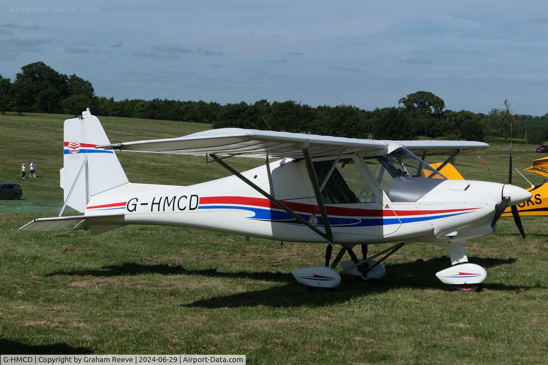 G-HMCD, 2011 Comco Ikarus C42 FB80 Bravo C/N 1103-7142, Parked at Hevenigham Hall.