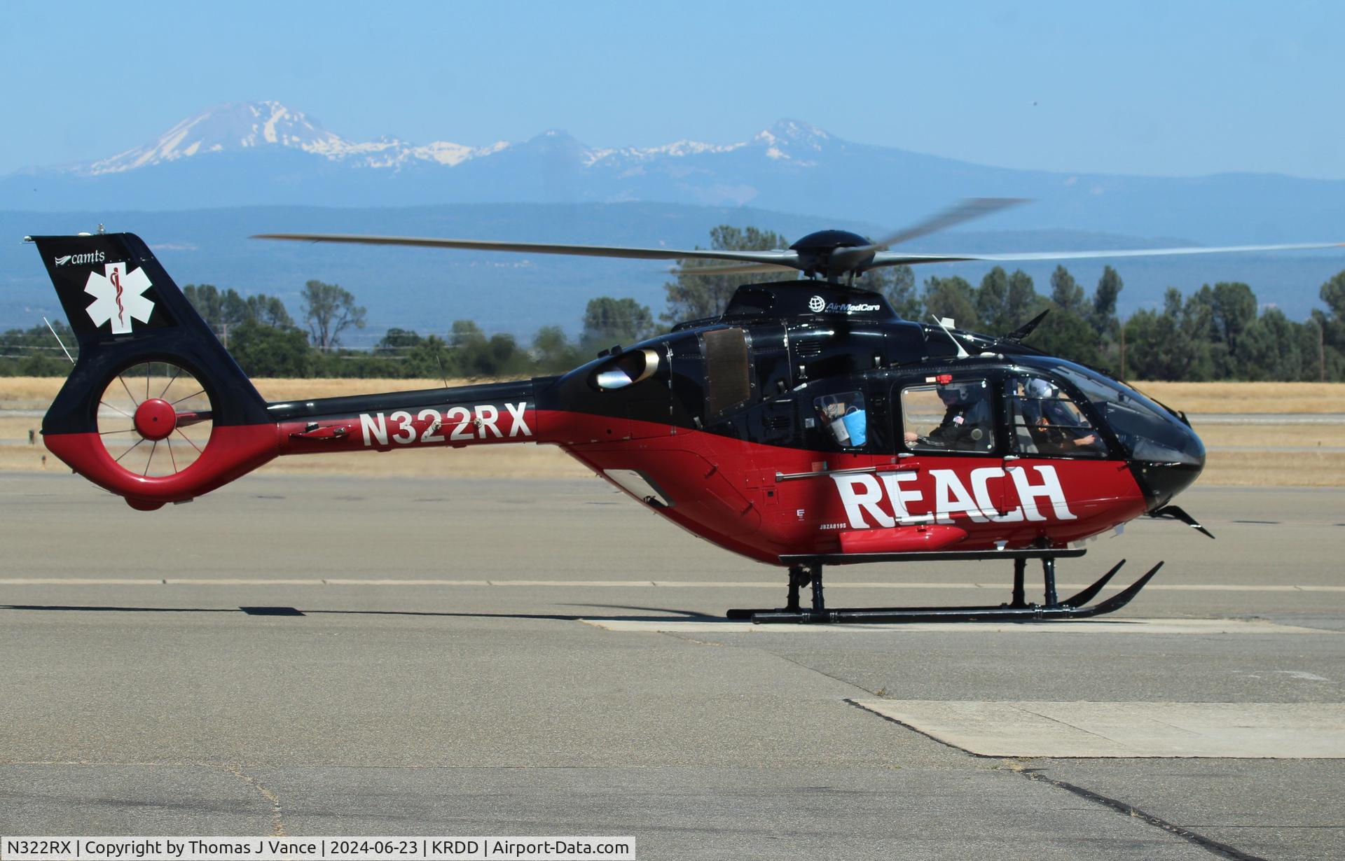 N322RX, 2016 Airbus Helicopters EC-135P-3 C/N 1230, REACH Medical helicopter lifting rom Redding and moved to Red Bluff airport.