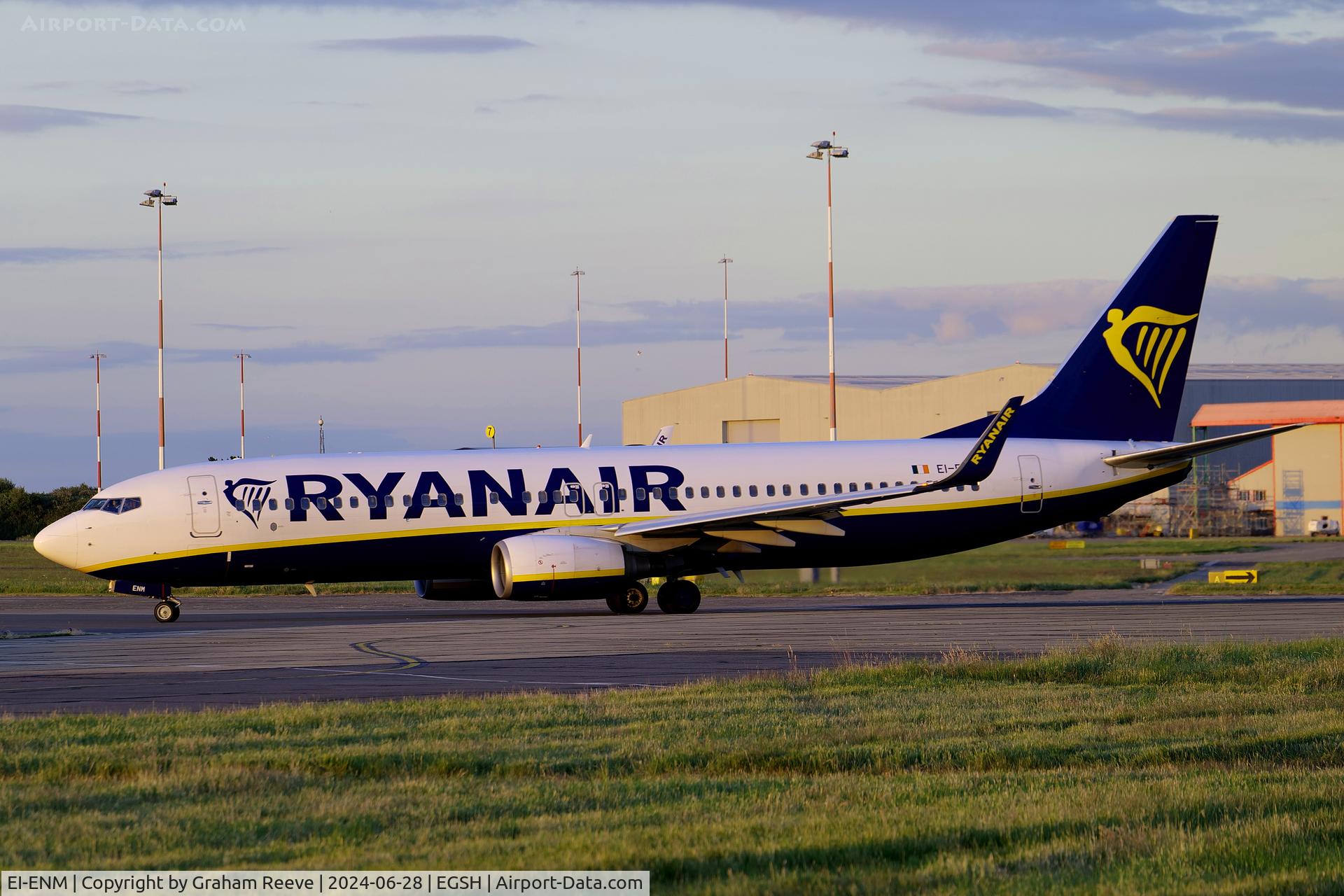 EI-ENM, 2010 Boeing 737-8AS C/N 35038, Departing from Norwich.