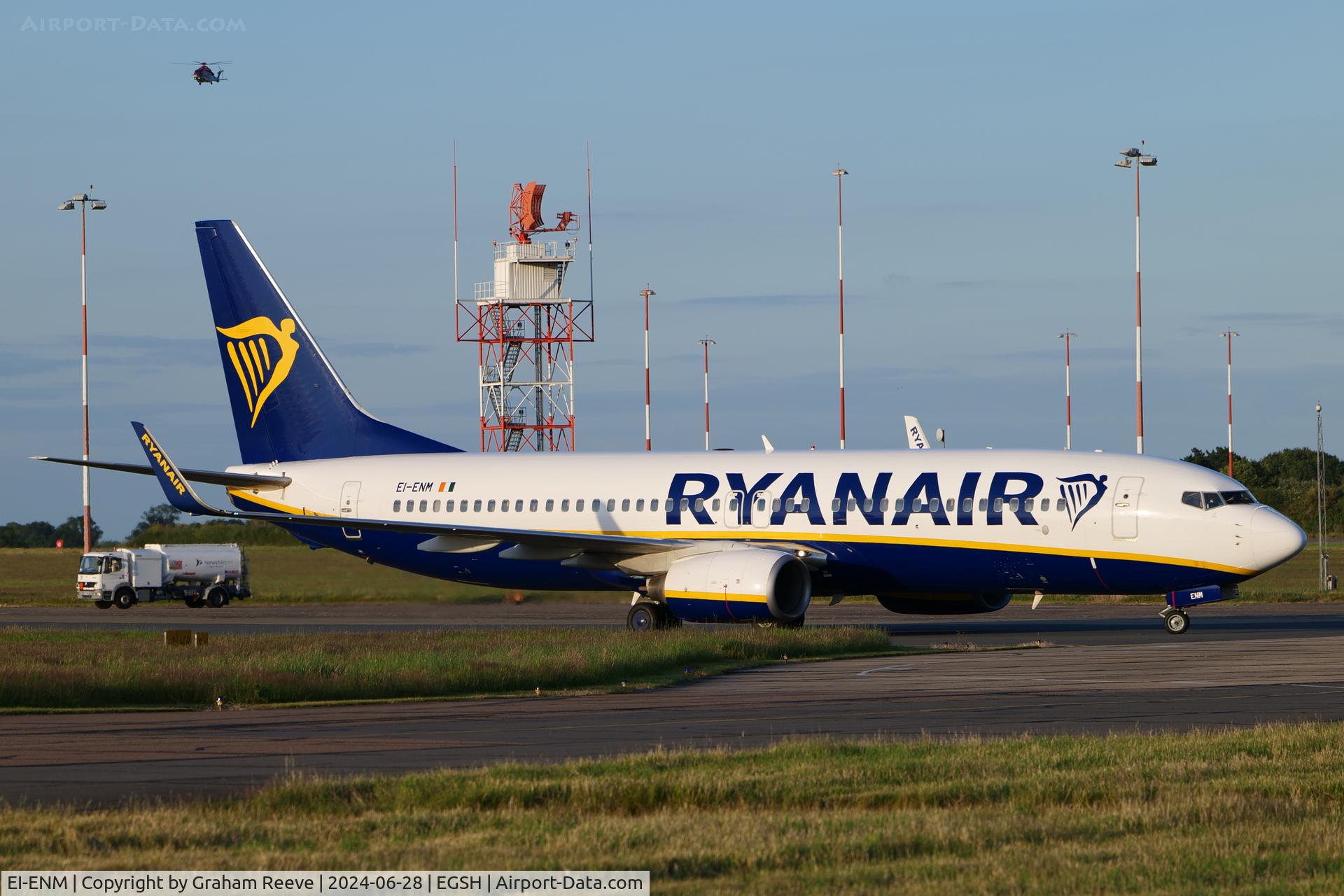 EI-ENM, 2010 Boeing 737-8AS C/N 35038, Just landed at Norwich.