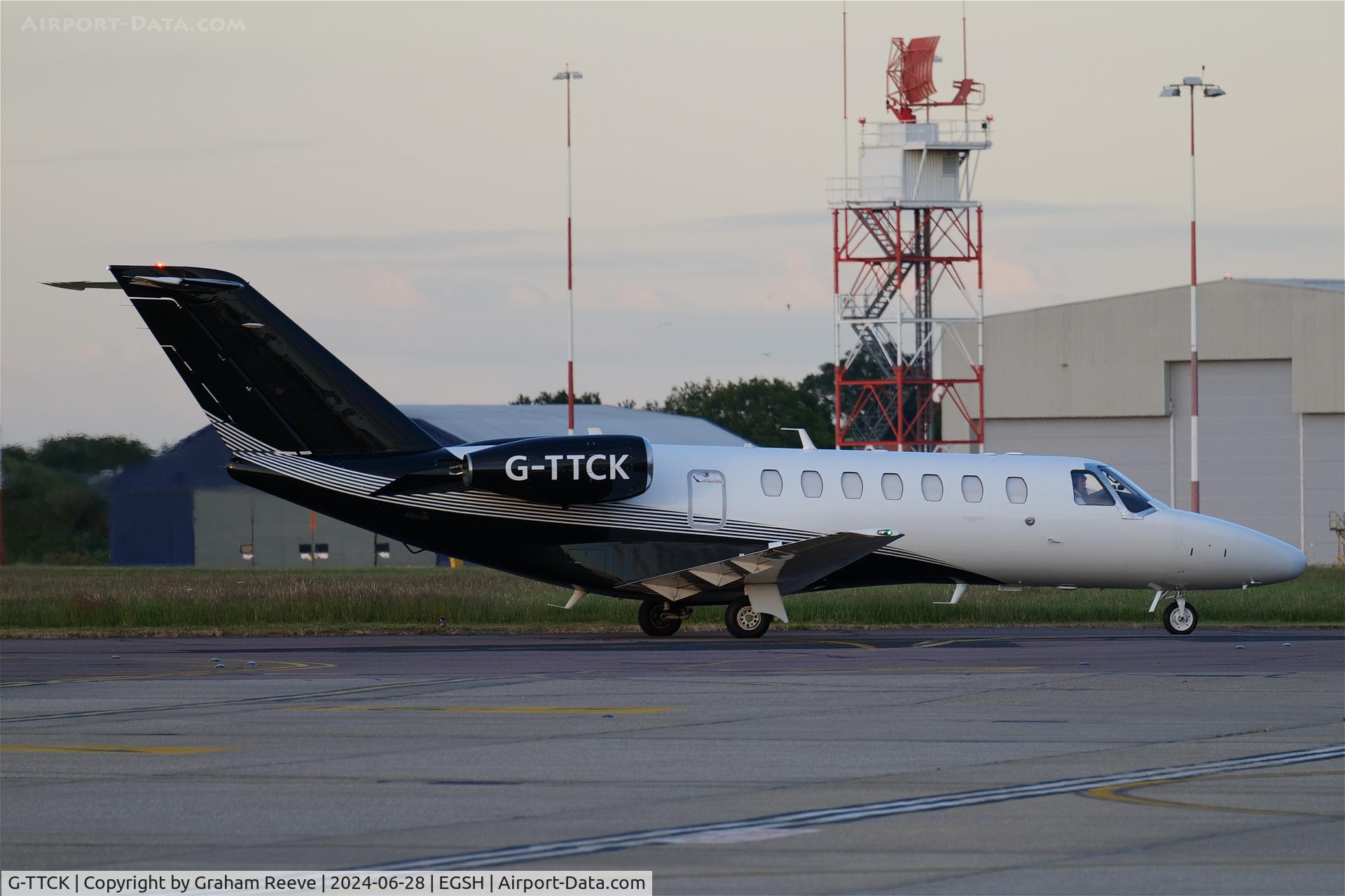 G-TTCK, 2017 Cessna 525B CitationJet CJ3 C/N 525B-0534, Just landed at Norwich.