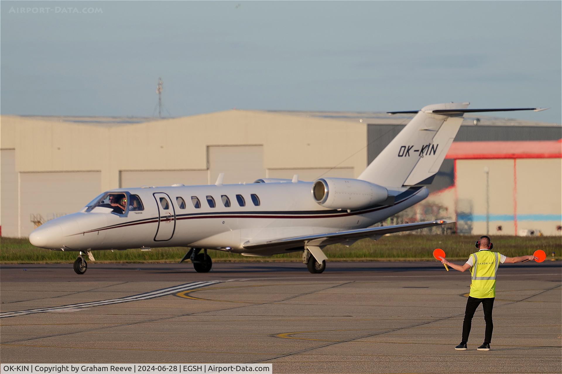 OK-KIN, 2011 Cessna 525B CitationJet CJ3 C/N 525B-0362, Just landed at Norwich.