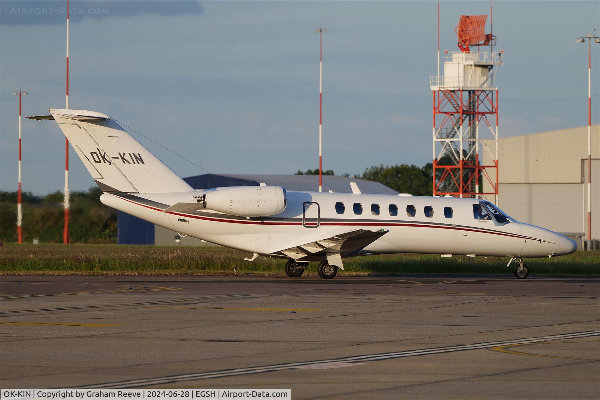 OK-KIN, 2011 Cessna 525B CitationJet CJ3 C/N 525B-0362, Just landed at Norwich.