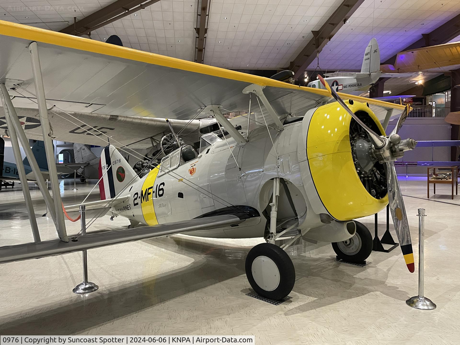 0976, 1937 Grumman F3F-2 C/N 374, A US Marine Corps F3F Grumman from Marine Fighting Squadron 2 at Naval Air Station San Diego sits on display at the National Naval Aviation Museum