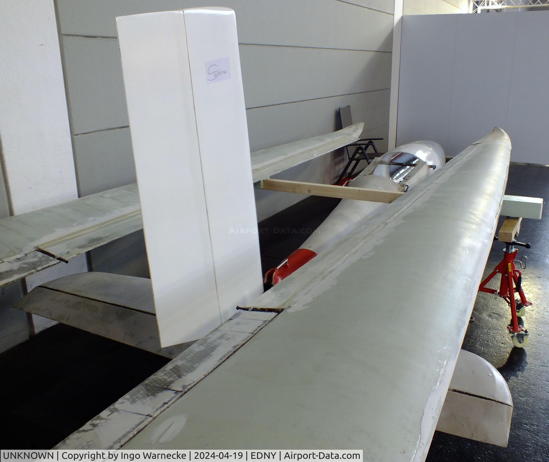 UNKNOWN, 2024 Arno Hoffmann Wabenflugzeugbau Spirit of Sabine C/N 01, Arno Hoffmann Wabenflugzeugbau Spirit of Sabine glider prototype (still incomplete, wings / tailplane dismounted) at the AERO 2024, Friedrichshafen