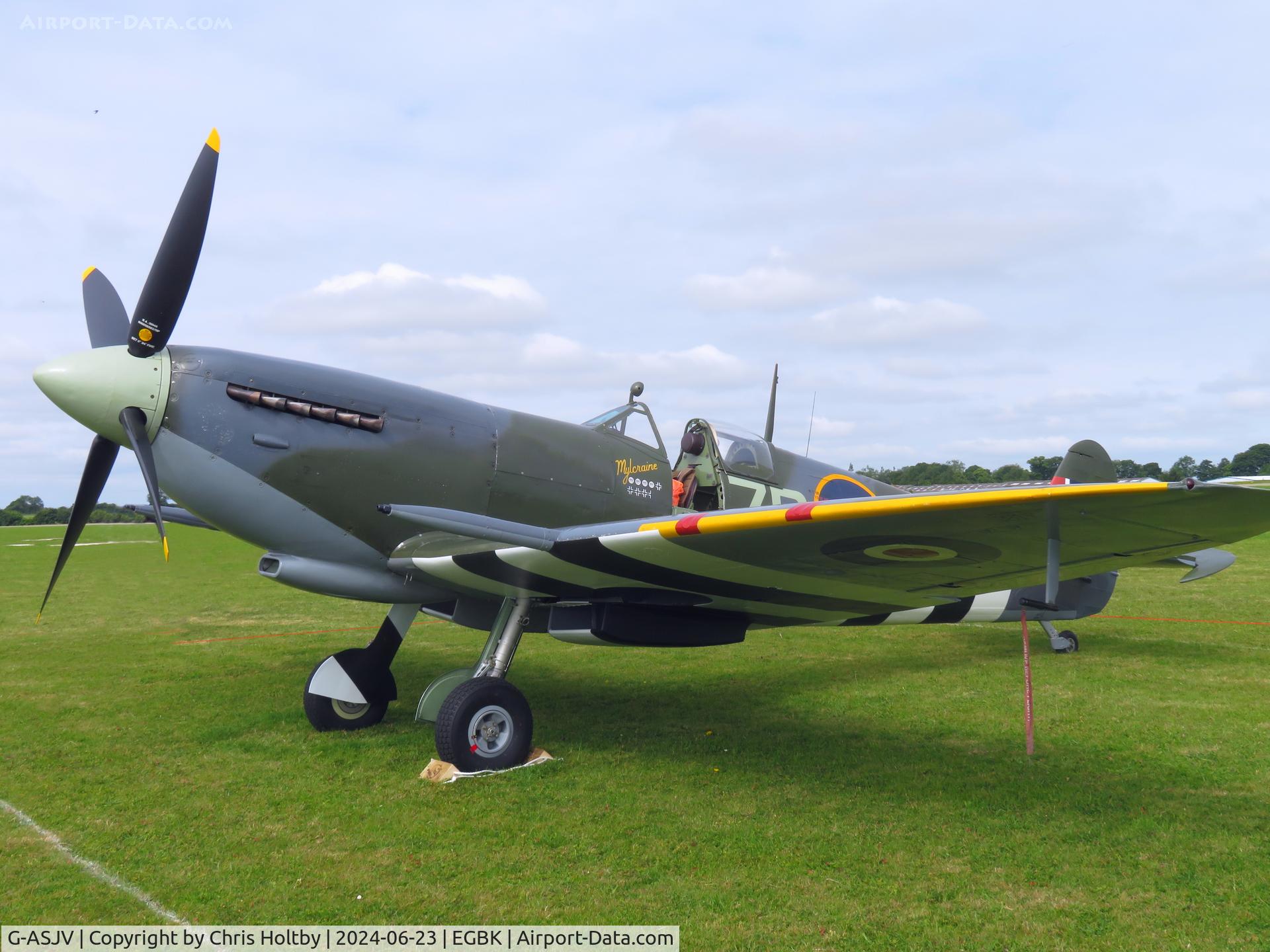 G-ASJV, 1943 Supermarine 361 Spitfire LF.IXb C/N CBAF.IX.552, On the flight line at the Sywell Airshow 2024