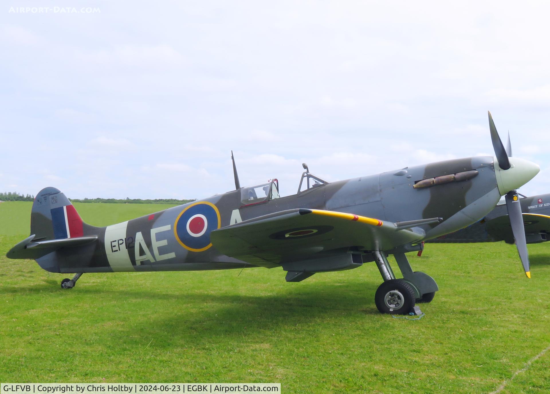 G-LFVB, 1942 Supermarine 349 Spitfire LF.Vb C/N CBAF.2403, On the flight line at the Sywell Airshow 2024