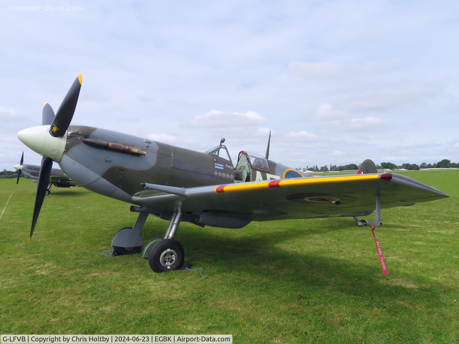 G-LFVB, 1942 Supermarine 349 Spitfire LF.Vb C/N CBAF.2403, On the flight line at Sywell Airshow 2024