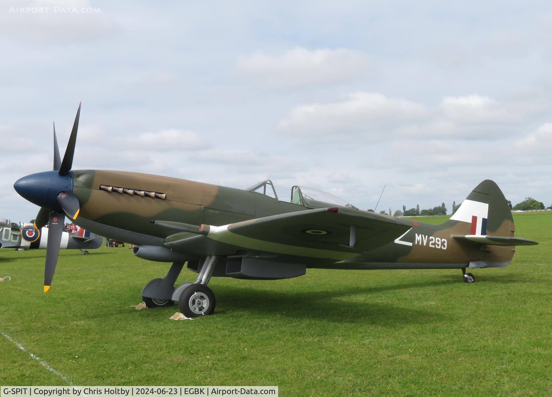 G-SPIT, 1944 Supermarine 379 Spitfire FR.XIV C/N 6S/649205, Bearing the serial MV293 on the flight line at Sywell Airshow 2024