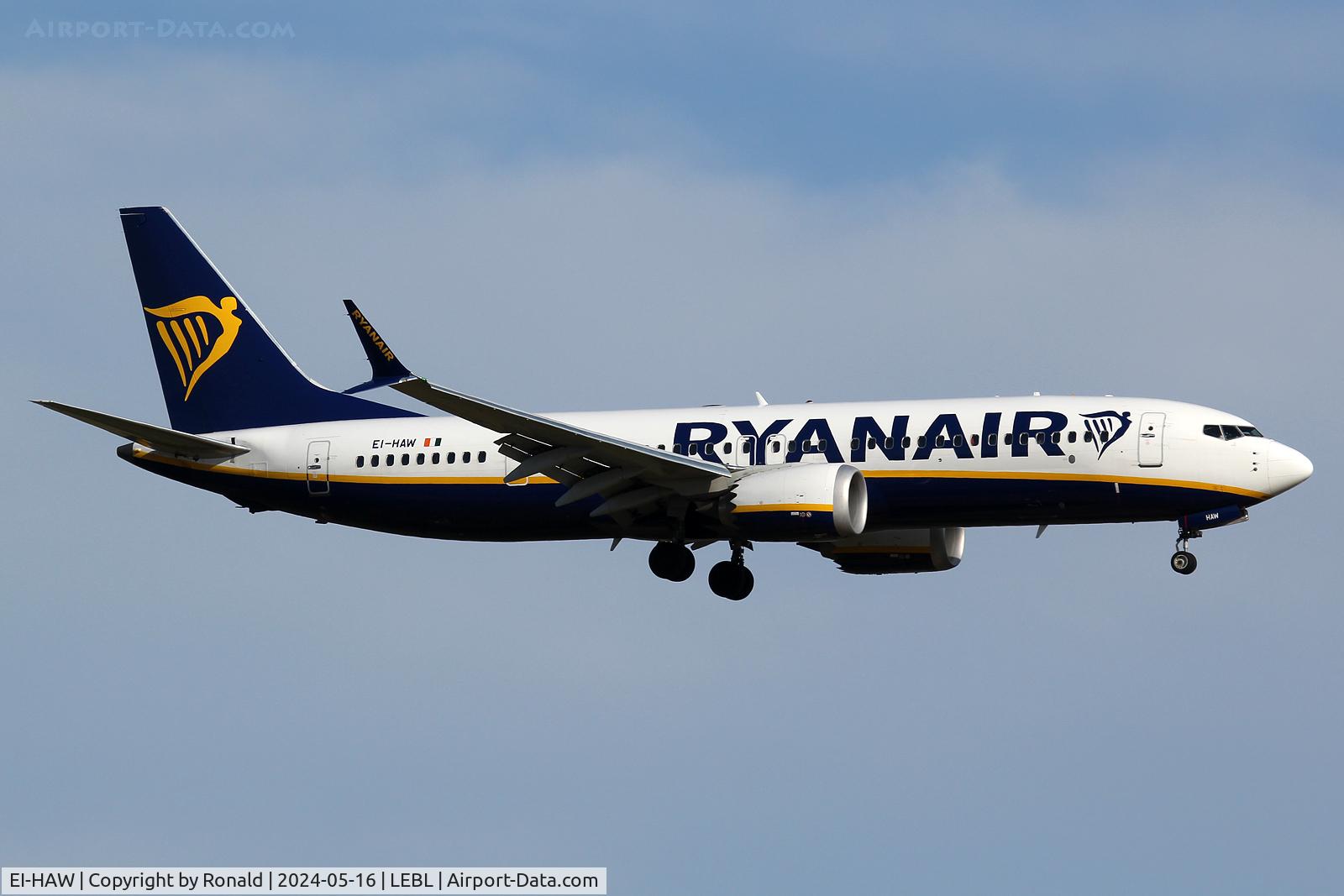 EI-HAW, 2019 Boeing 737-8-200 MAX C/N 65078, at bcn