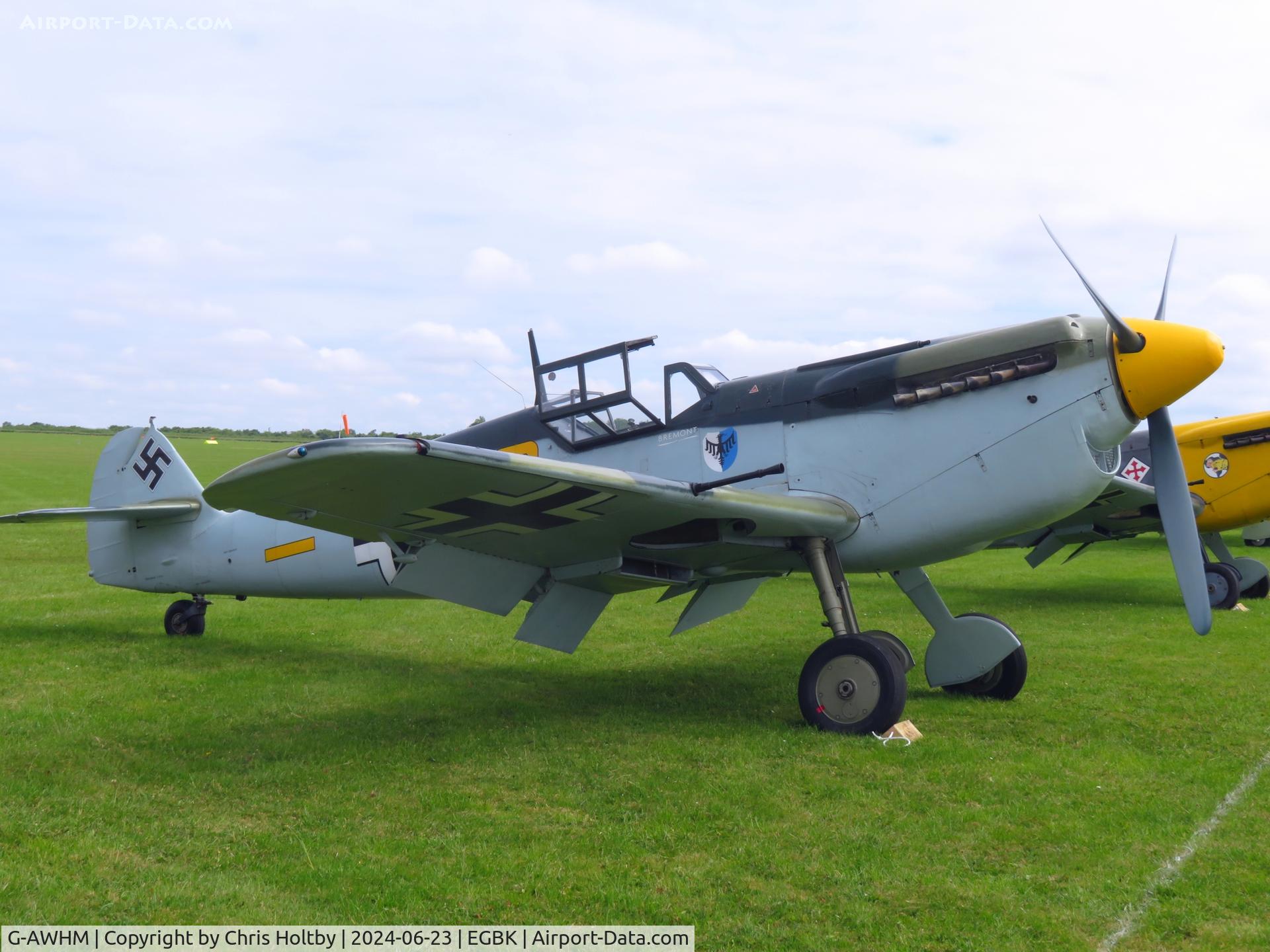 G-AWHM, 1958 Hispano HA-1112-M1L Buchon C/N 187, On the flight line at Sywell Airshow 2024