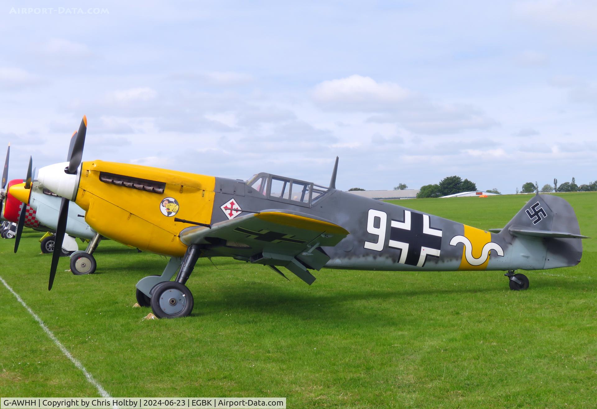 G-AWHH, 1958 Hispano HA-1112-M1L Buchon C/N 145, On the flight line at the Sywell Airshow 2024