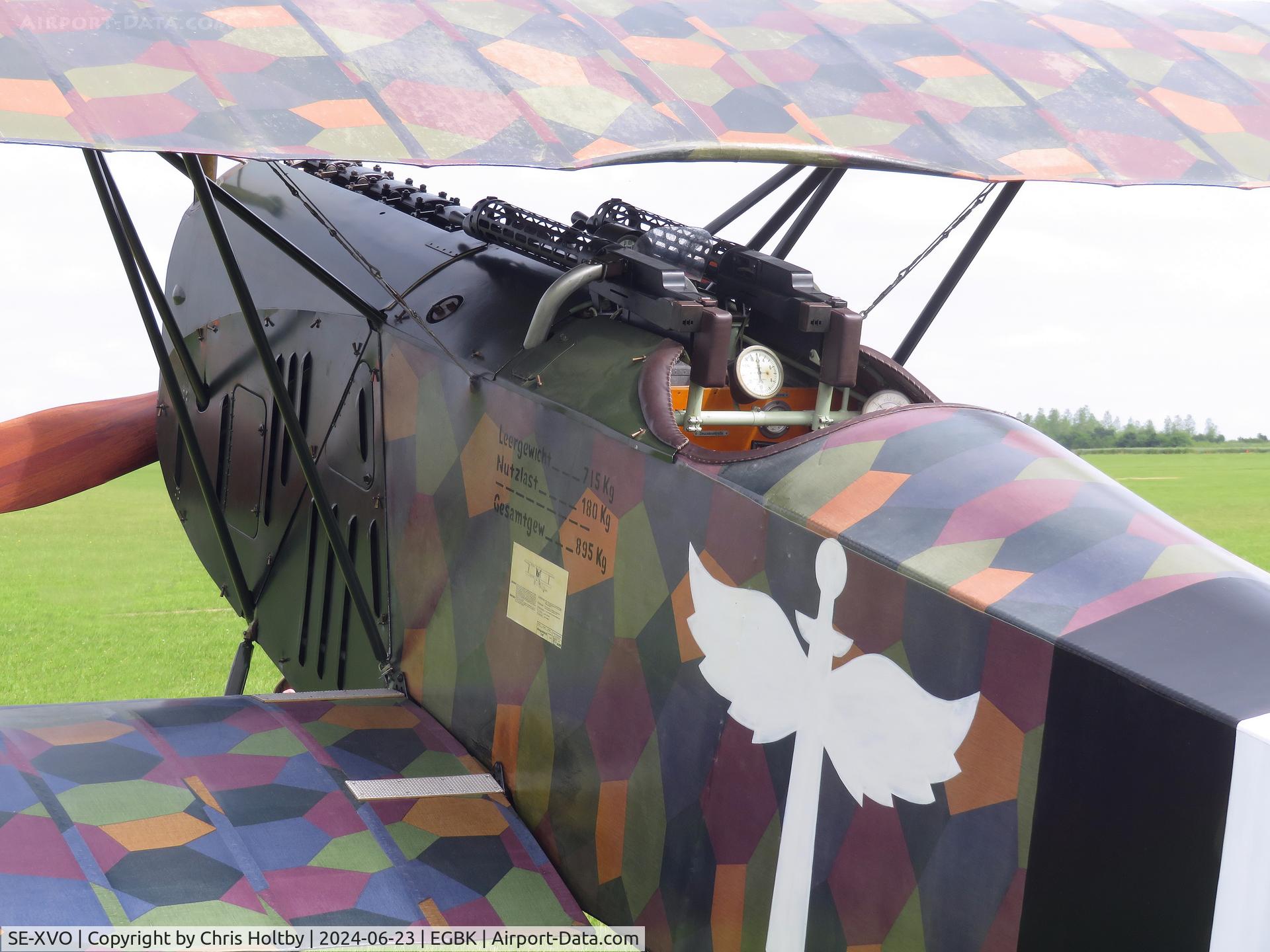 SE-XVO, 2010 Fokker D.VII Replica C/N 10400/18-989, Swedish Replica Fokker D. VII on the flightline at Sywell Airshow 2024