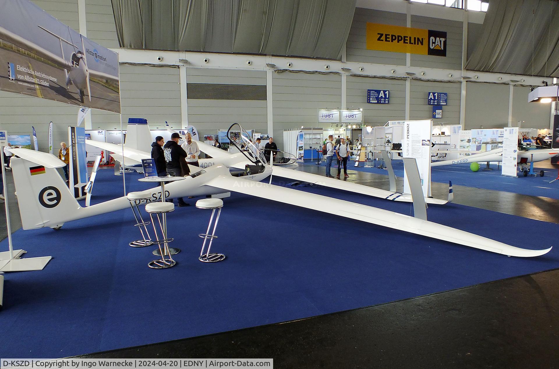 D-KSZD, Allstar PZL SZD-55-2 Nexus E-Motion C/N not found_D-KSZD, Allstar PZL SZD-55-2 Nexus E-Motion with electric motor (FES, front electric sustainer) at the AERO 2024, Friedrichshafen