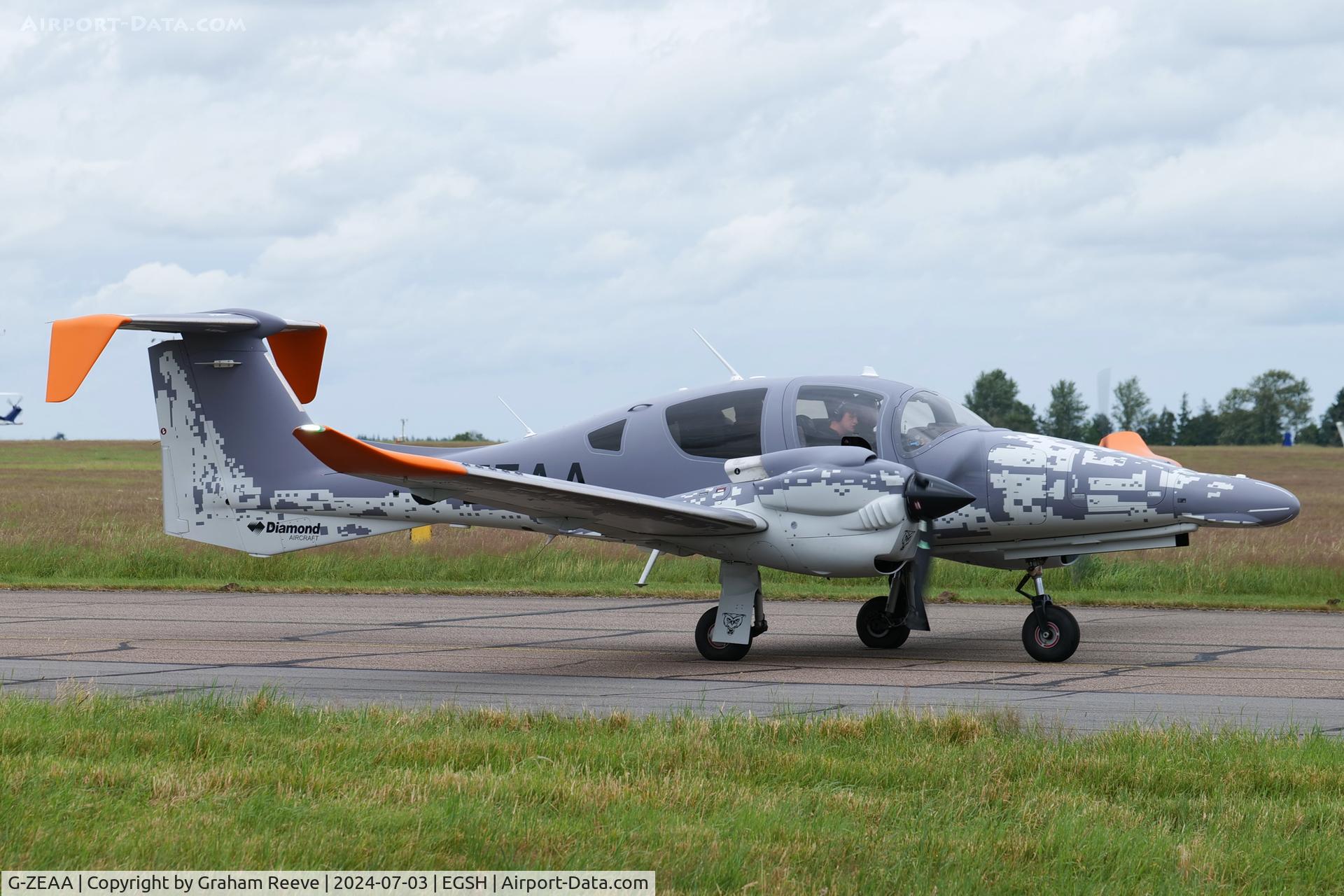 G-ZEAA, 2021 Diamond DA 62 C/N 62.145, Departing from Norwich.