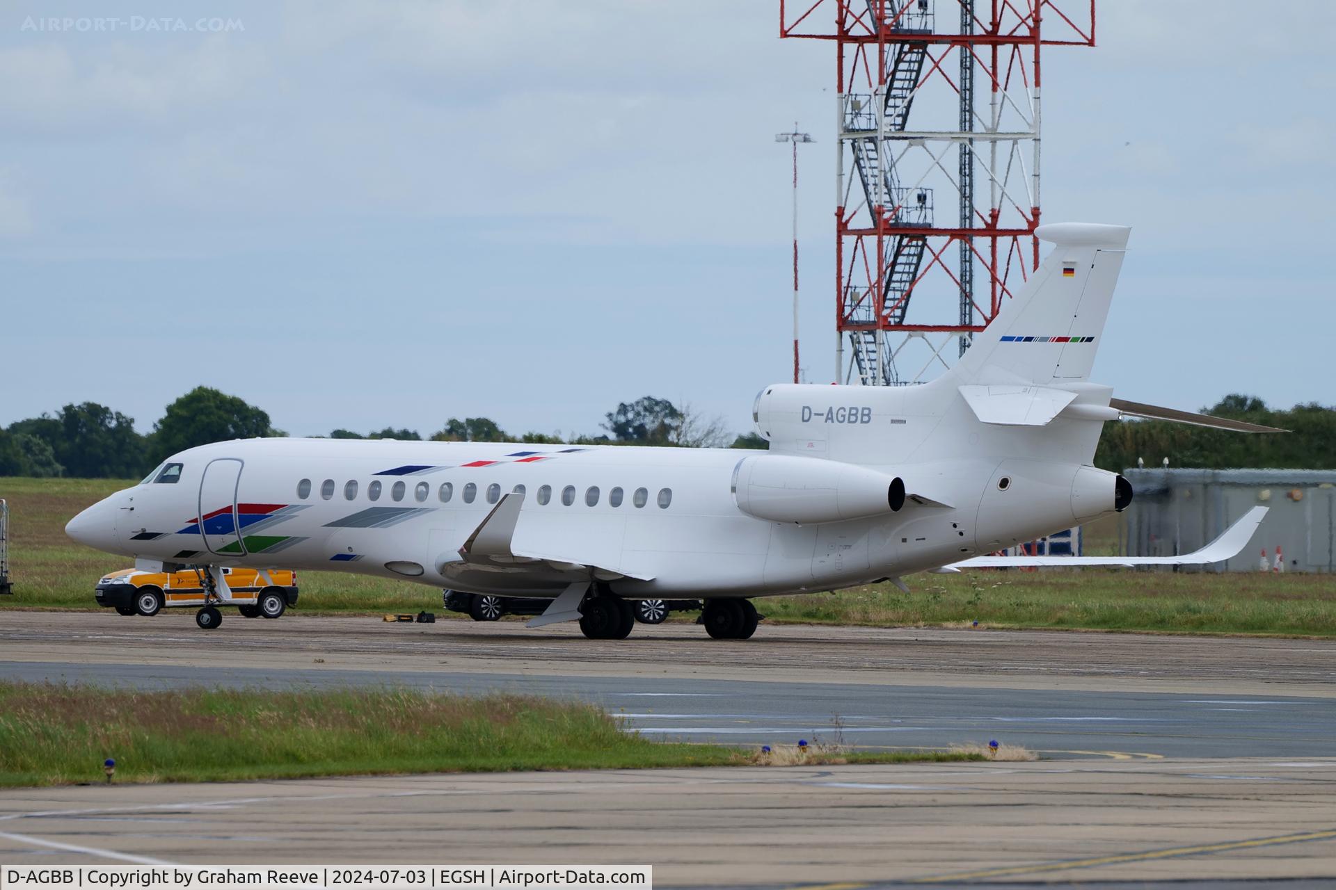 D-AGBB, 2017 Dassault Falcon 8X C/N 425, Just landed at Norwich.