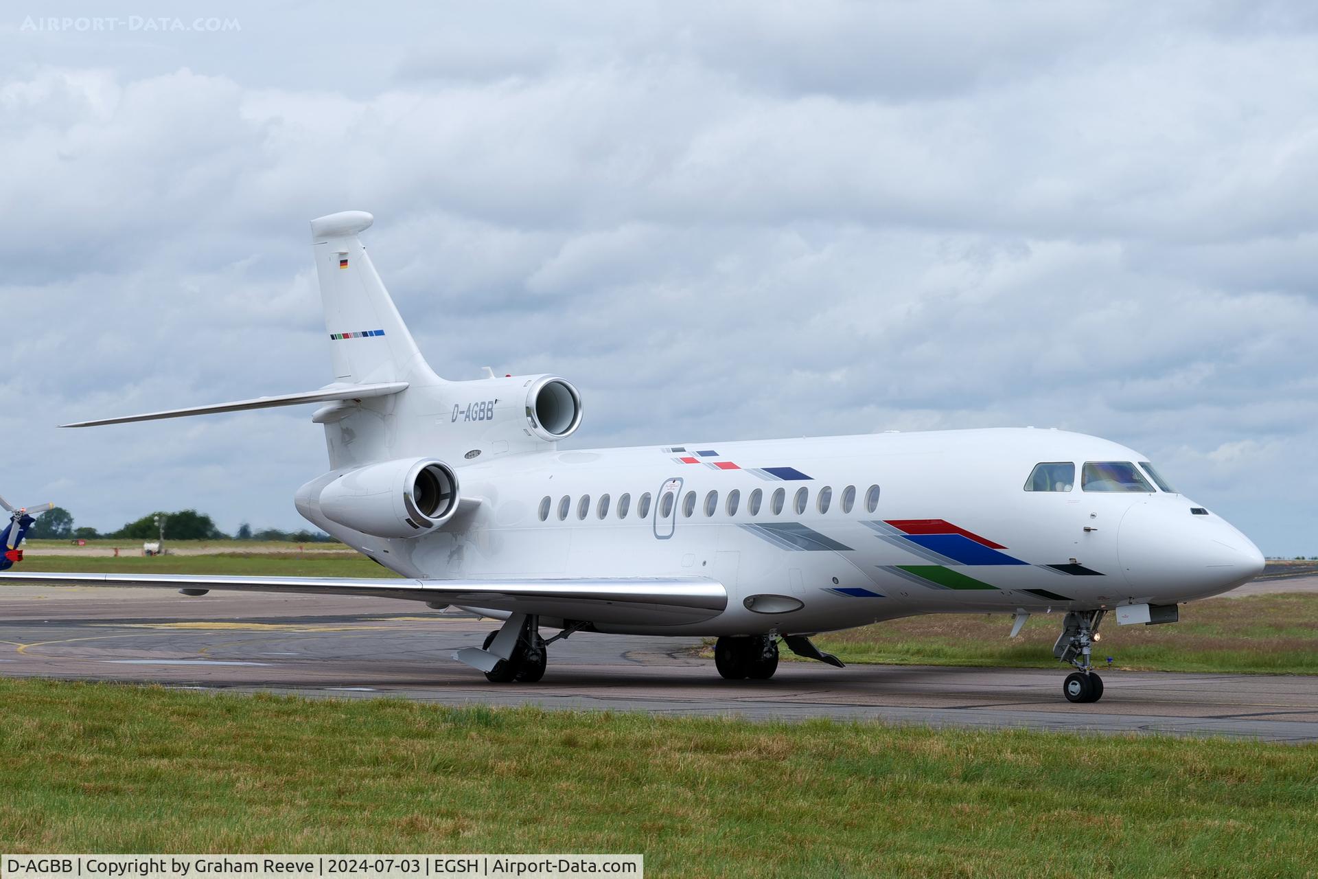 D-AGBB, 2017 Dassault Falcon 8X C/N 425, Just landed at Norwich.