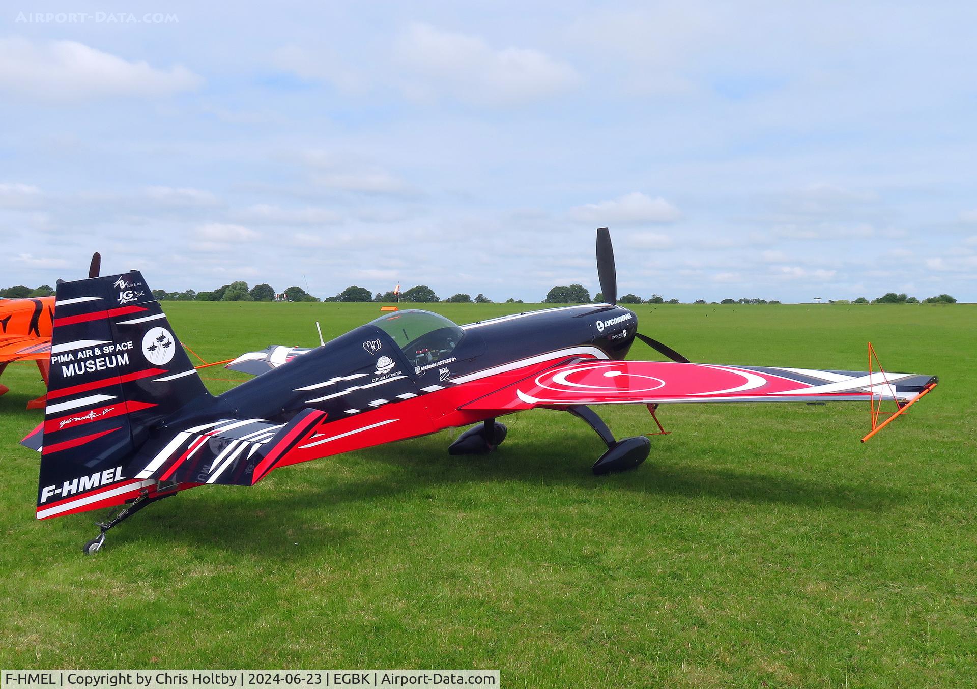 F-HMEL, Extra EA-330SC C/N SC065, Parked on the flight line ready for its aerobatic solo at Sywell Airshow 2024