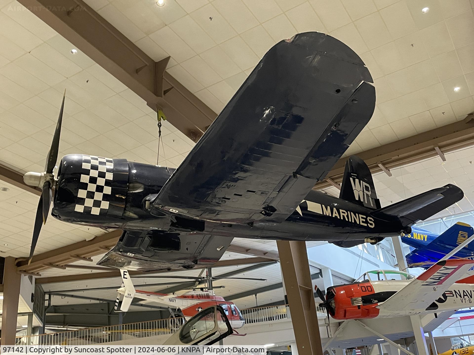 97142, Vought F4U-4 Corsair C/N 9296, An US Marine Corps F4U Corsair sits on display at the National Naval Aviation Museum